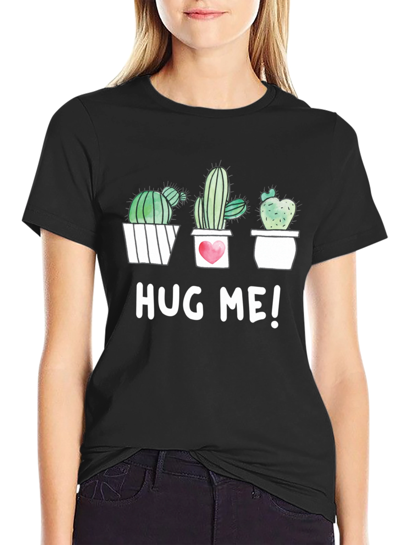 Cactus Hug Me! Graphic Tee - Unisex Cotton T-Shirt