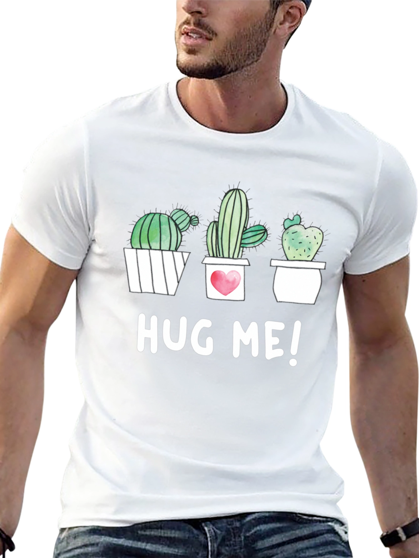 Cactus Hug Me! Graphic Tee - Unisex Cotton T-Shirt