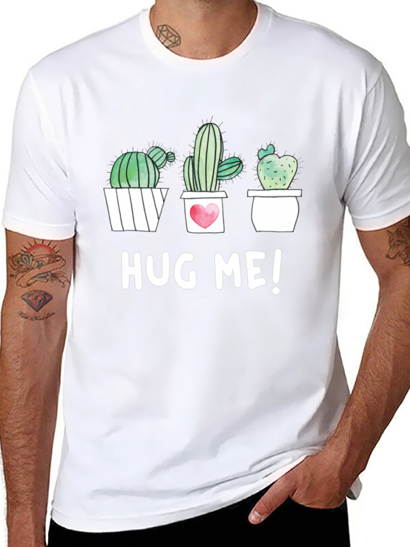 Cactus Hug Me! Graphic Tee - Unisex Cotton T-Shirt