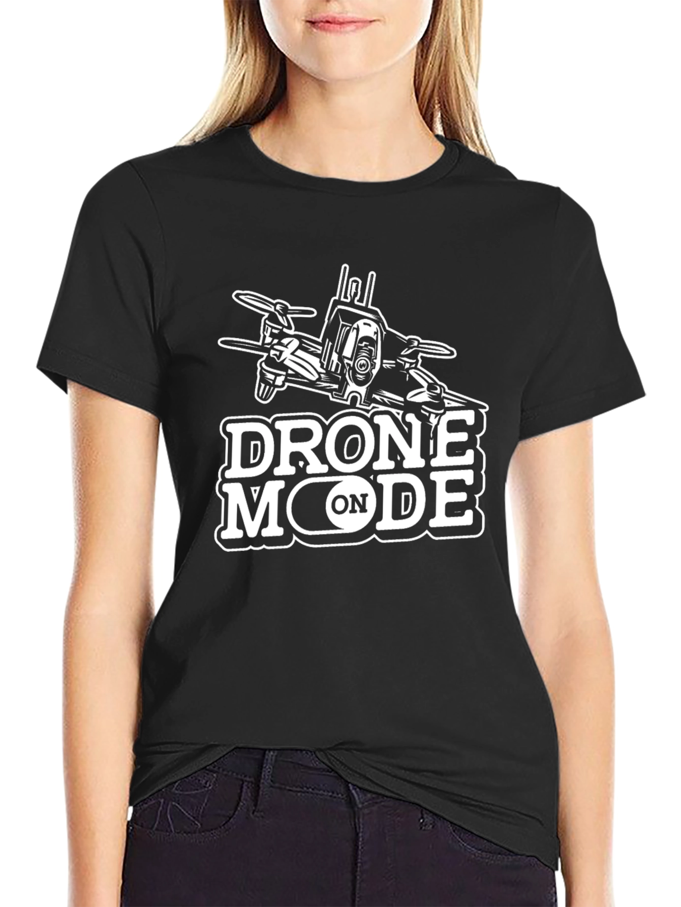 Drone Mode T-Shirt - Black Cotton Graphic Tee