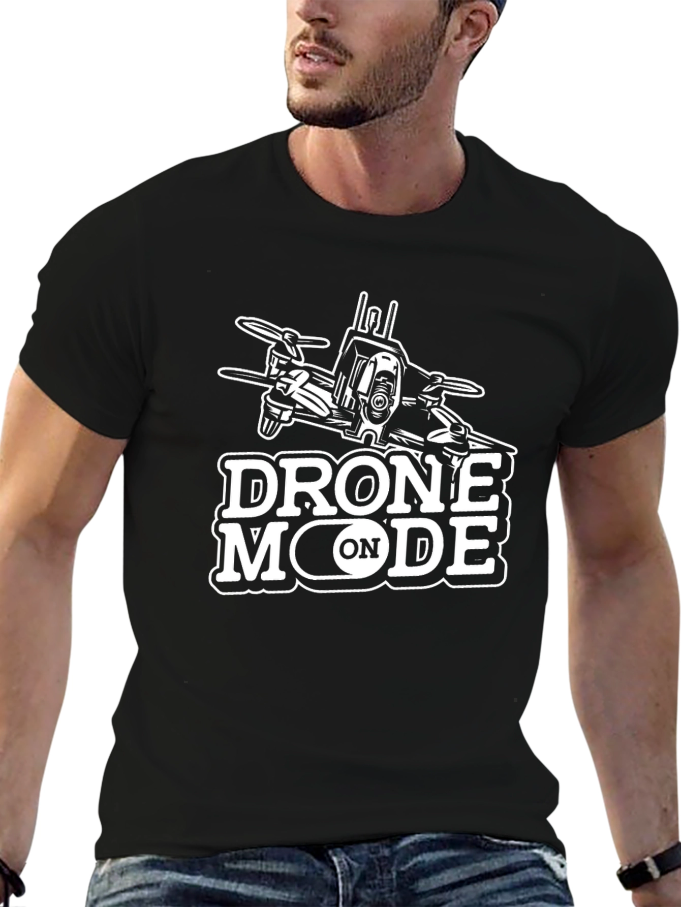 Drone Mode T-Shirt - Black Cotton Graphic Tee