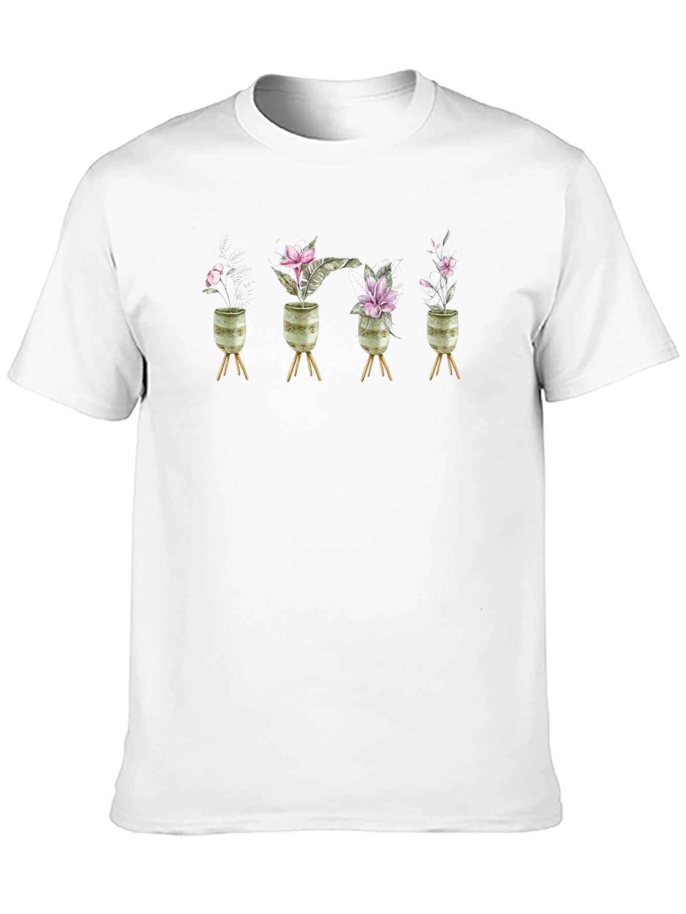 Floral Potted Plant Graphic Tee - Black
