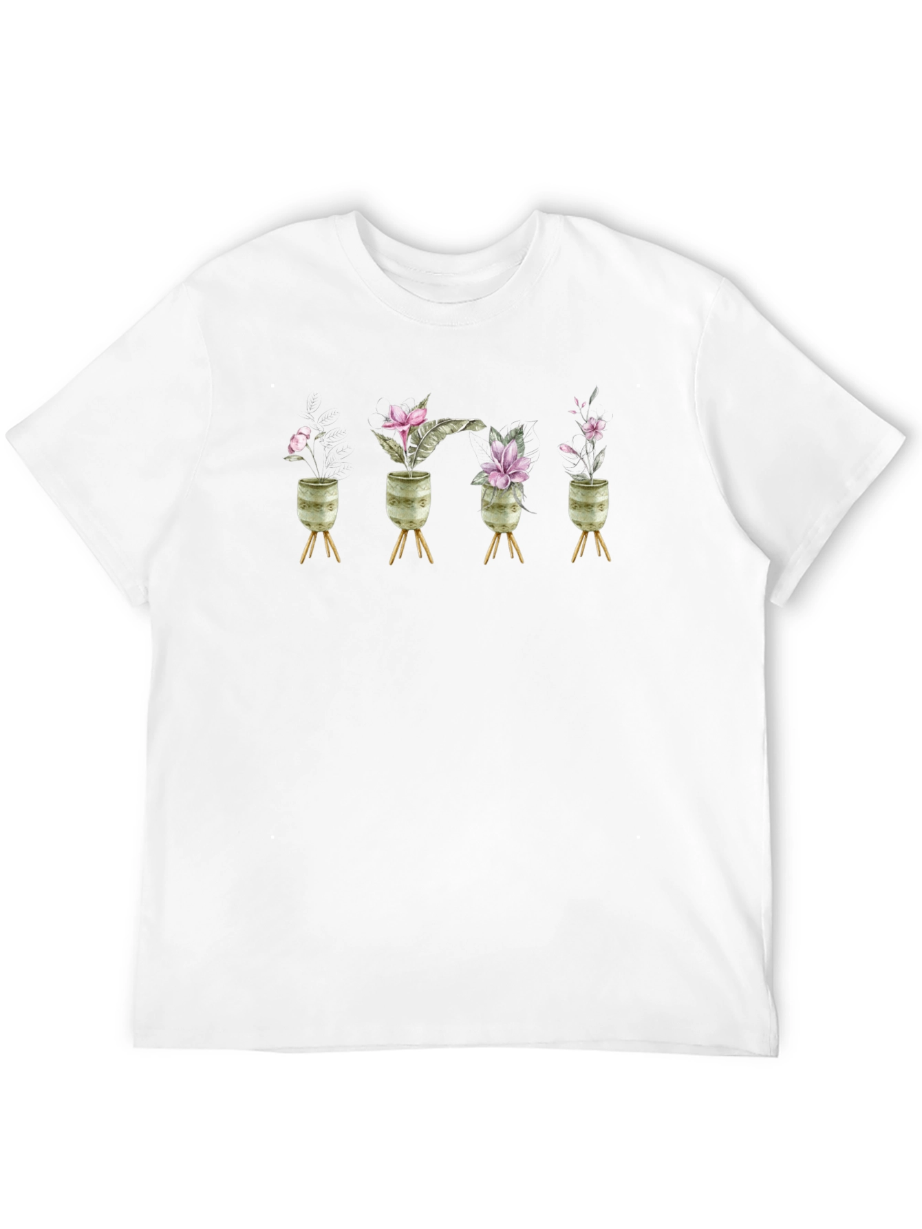 Floral Potted Plant Graphic Tee - Black