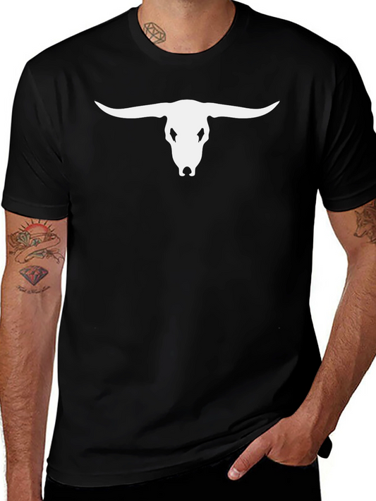 Bull Skull Graphic Tee - Black Casual T-Shirt