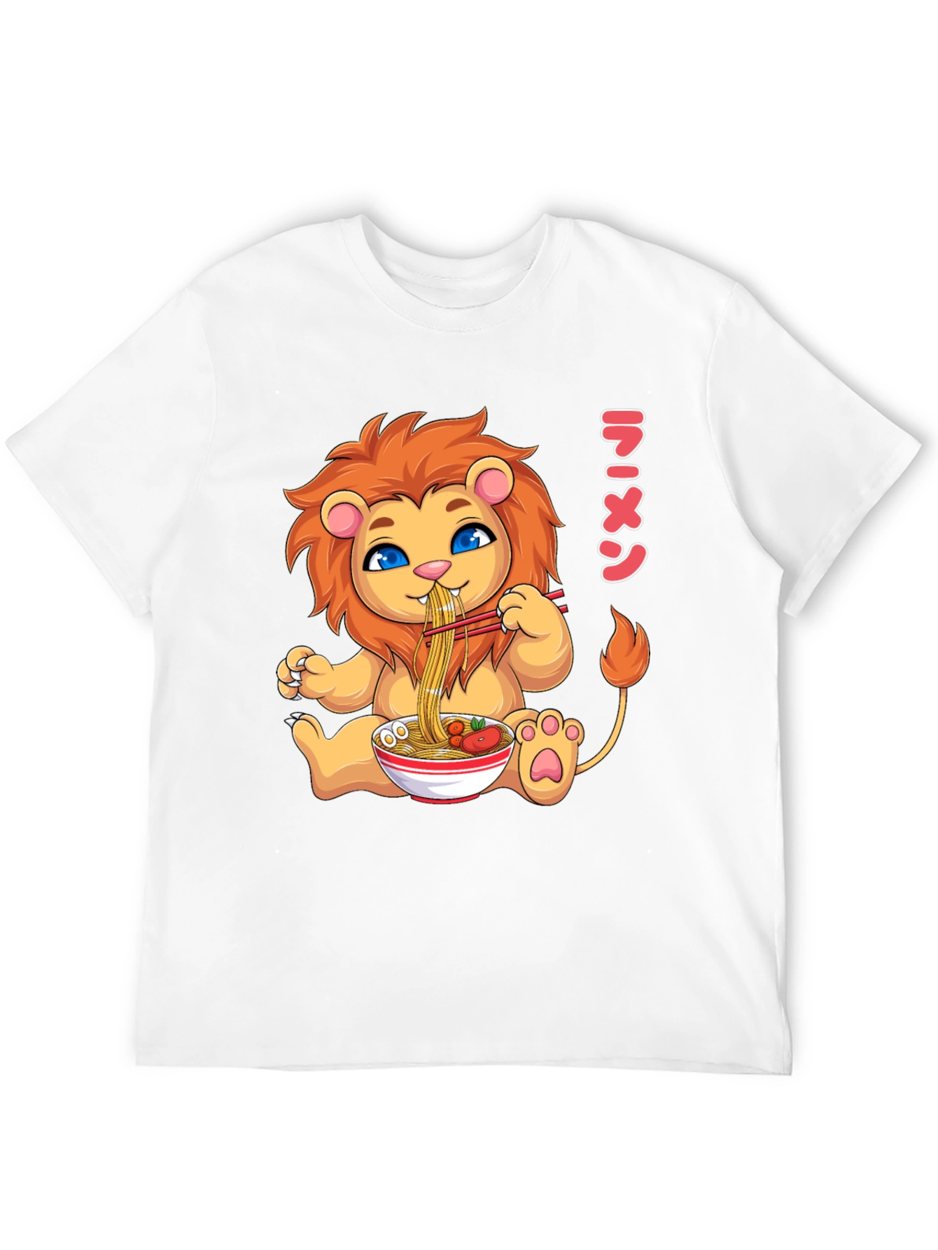 Ramen Lion Graphic Tee - Cute Cartoon Style T-Shirt