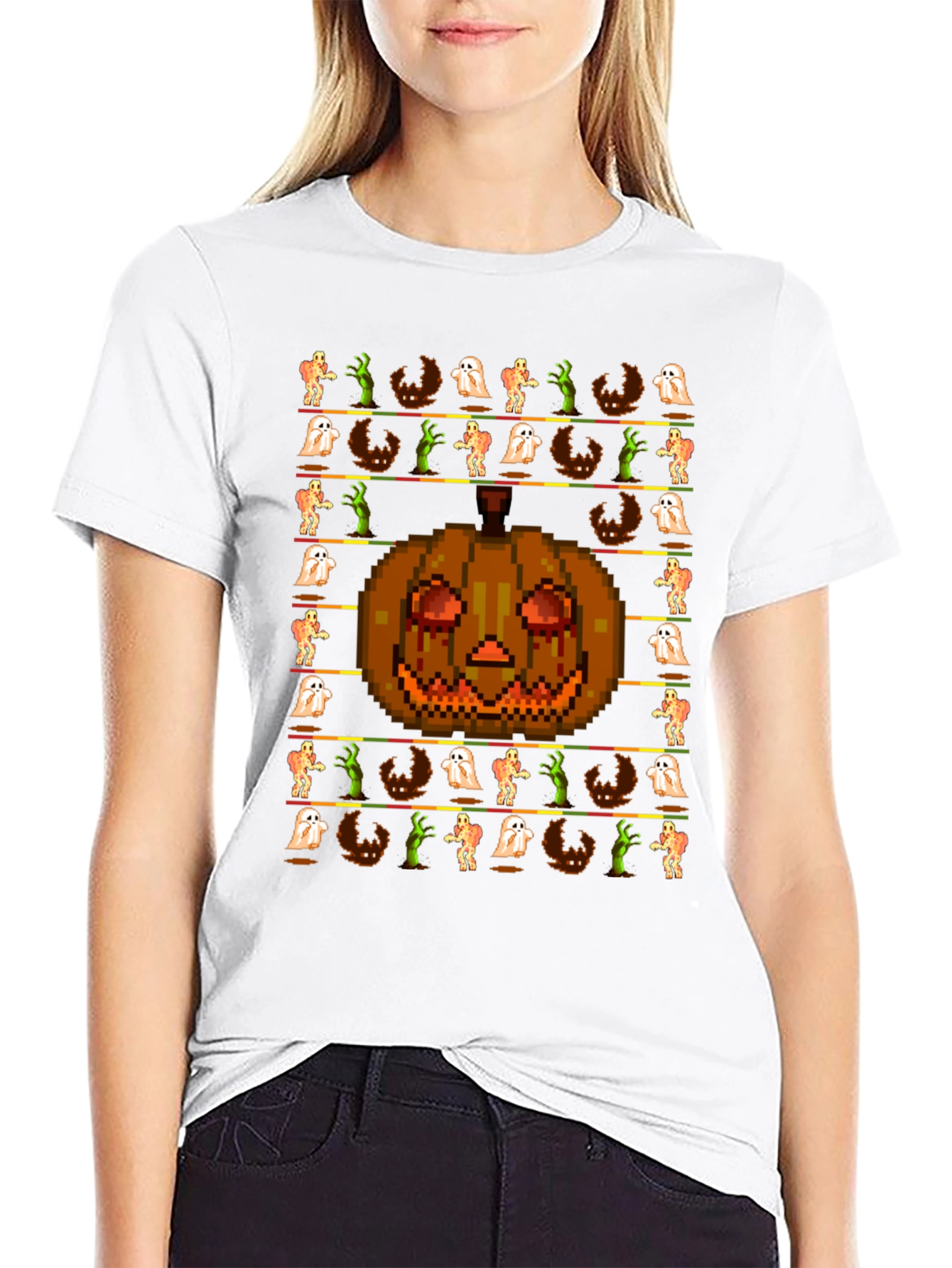 Pixel Halloween Graphic T-Shirt