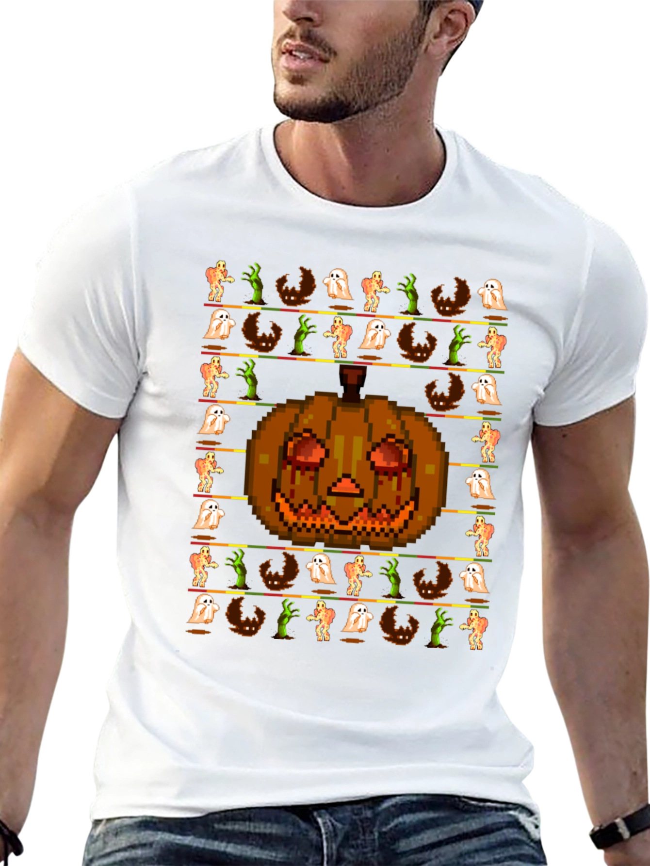 Pixel Halloween Graphic T-Shirt
