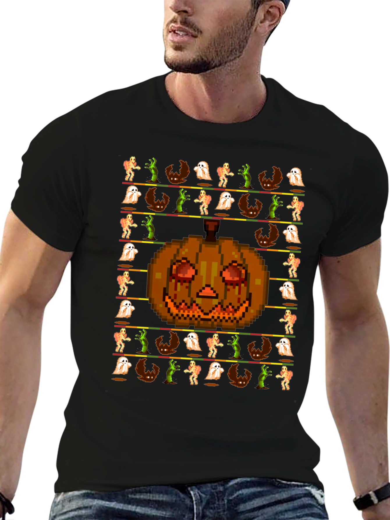 Pixel Halloween Graphic T-Shirt