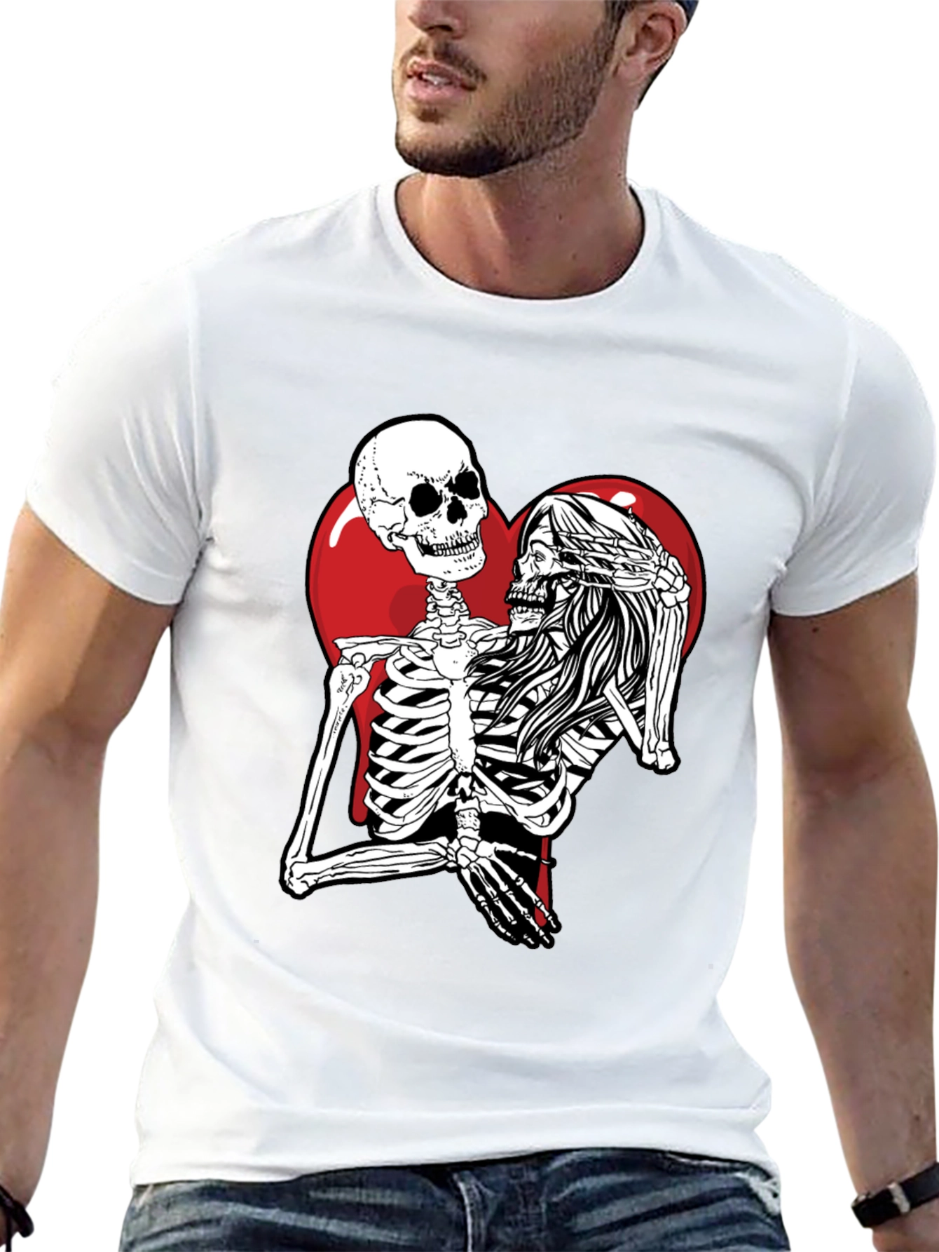 Skeleton Love Black T-Shirt - Unique Graphic Tee
