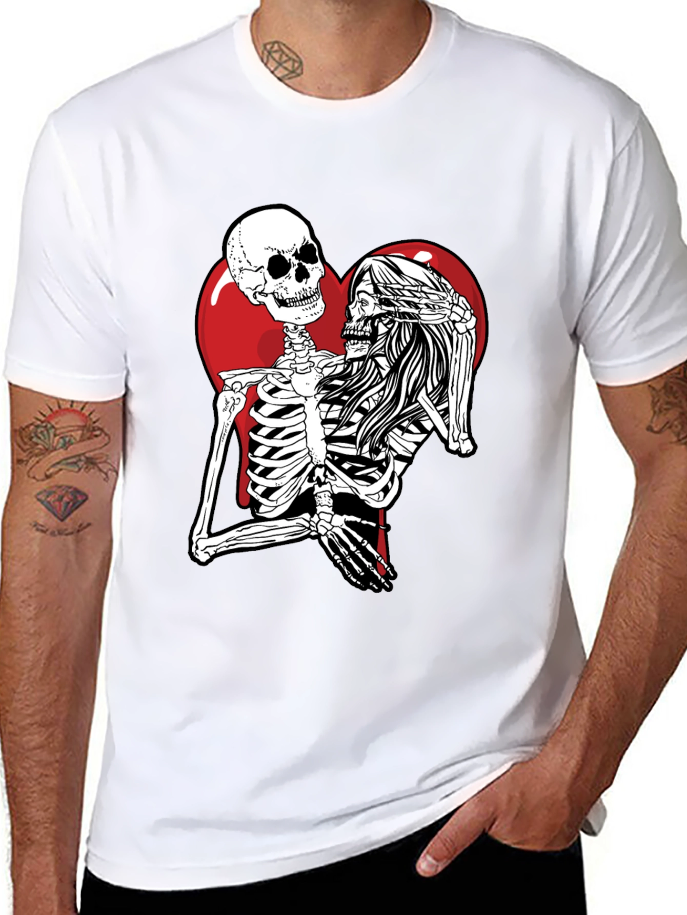 Skeleton Love Black T-Shirt - Unique Graphic Tee