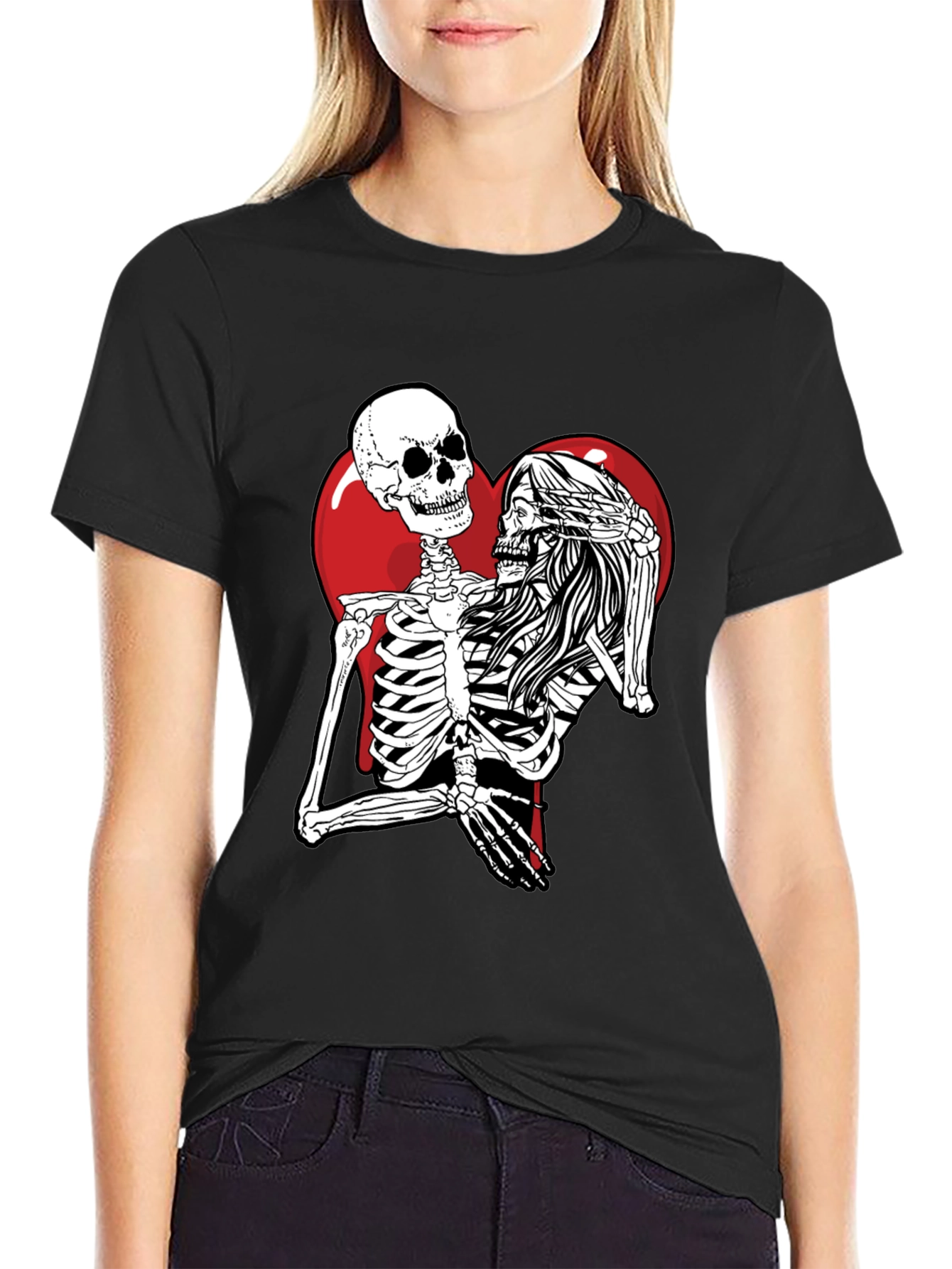 Skeleton Love Black T-Shirt - Unique Graphic Tee