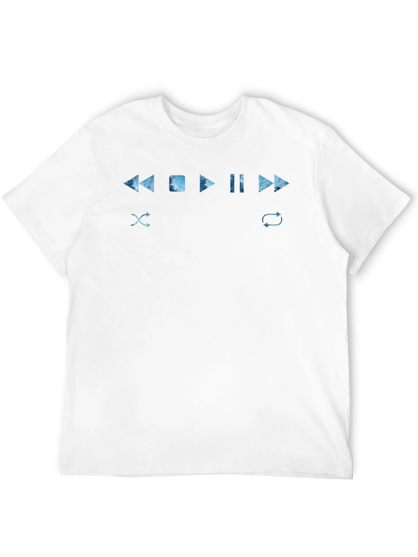 Mens Black T-Shirt with Music Player Control Design