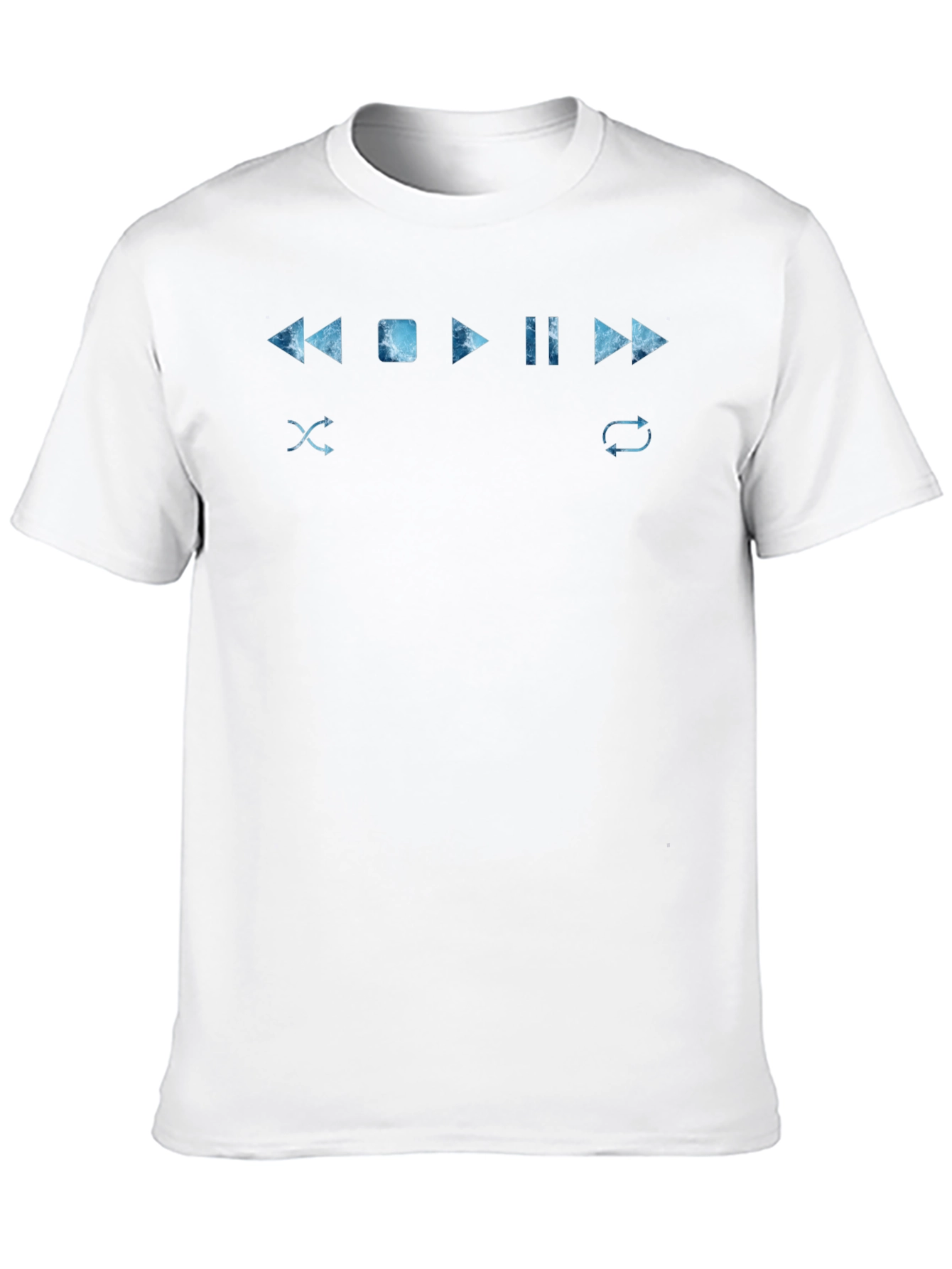 Mens Black T-Shirt with Music Player Control Design