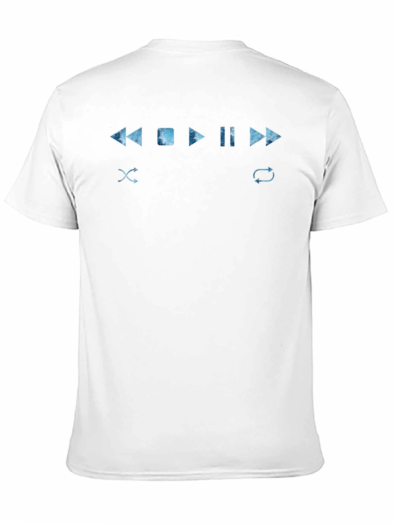 Mens Black T-Shirt with Music Player Control Design