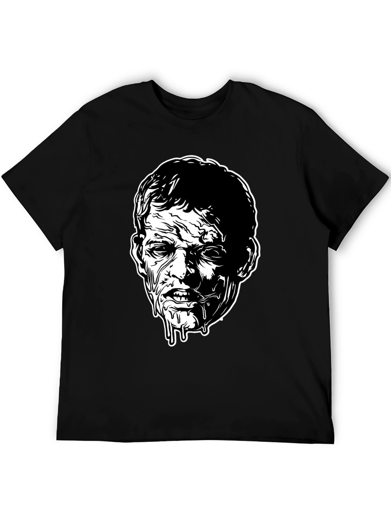 Zombie Face Graphic Tee - Black