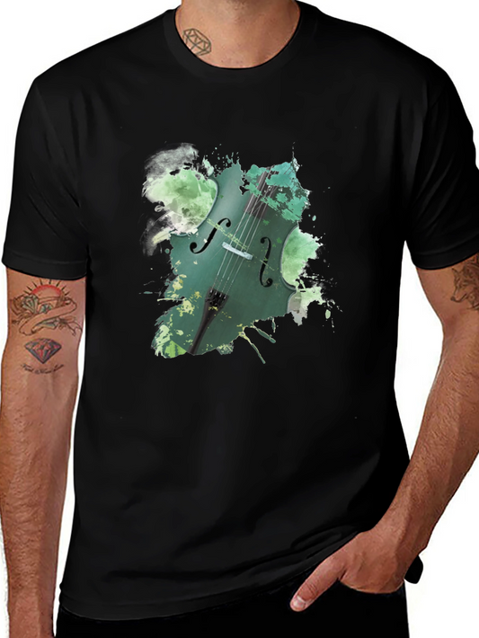 Cello Splash Graphic Black Tee - Musicians Style