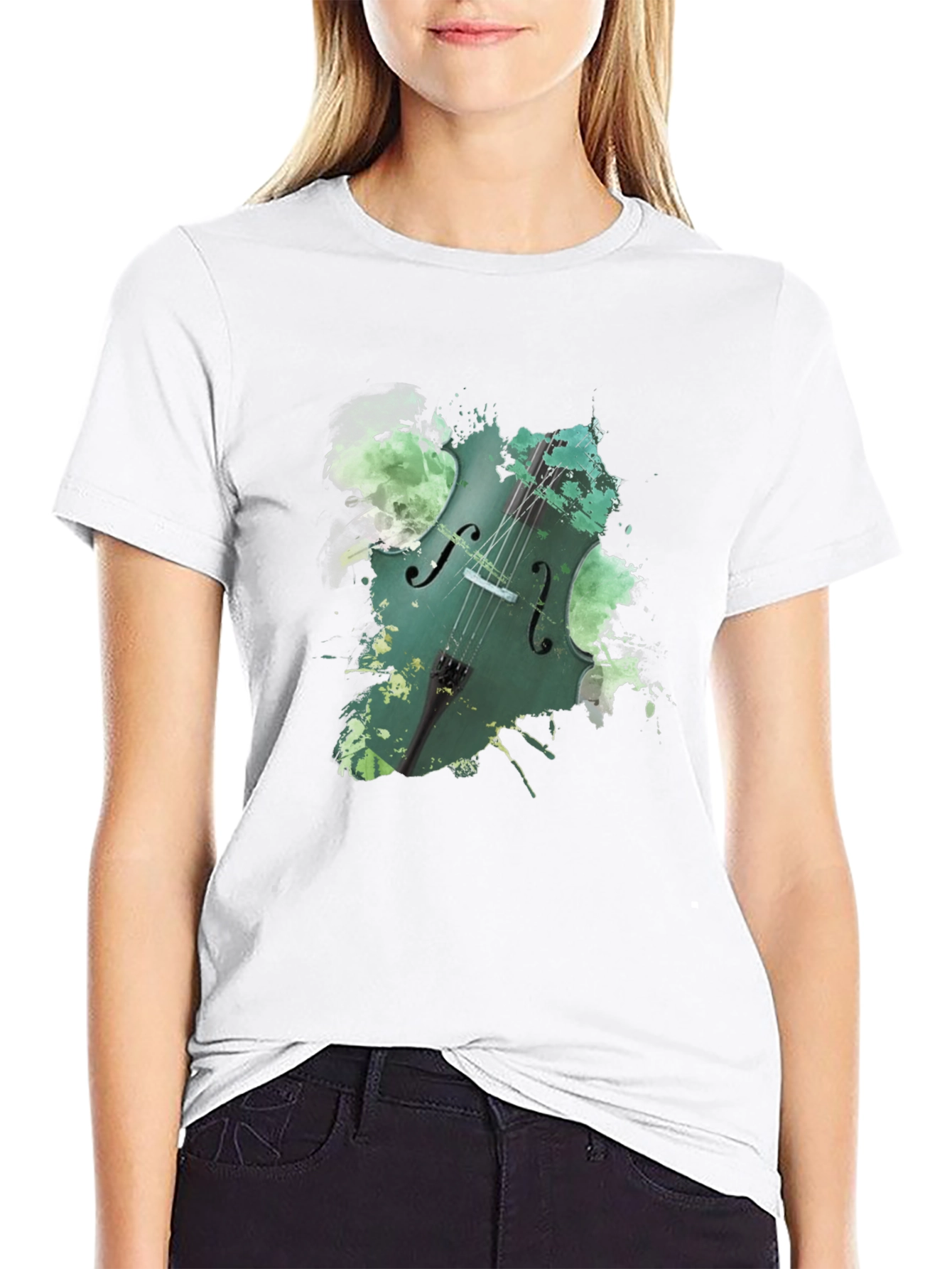 Cello Splash Graphic Black Tee - Musicians Style