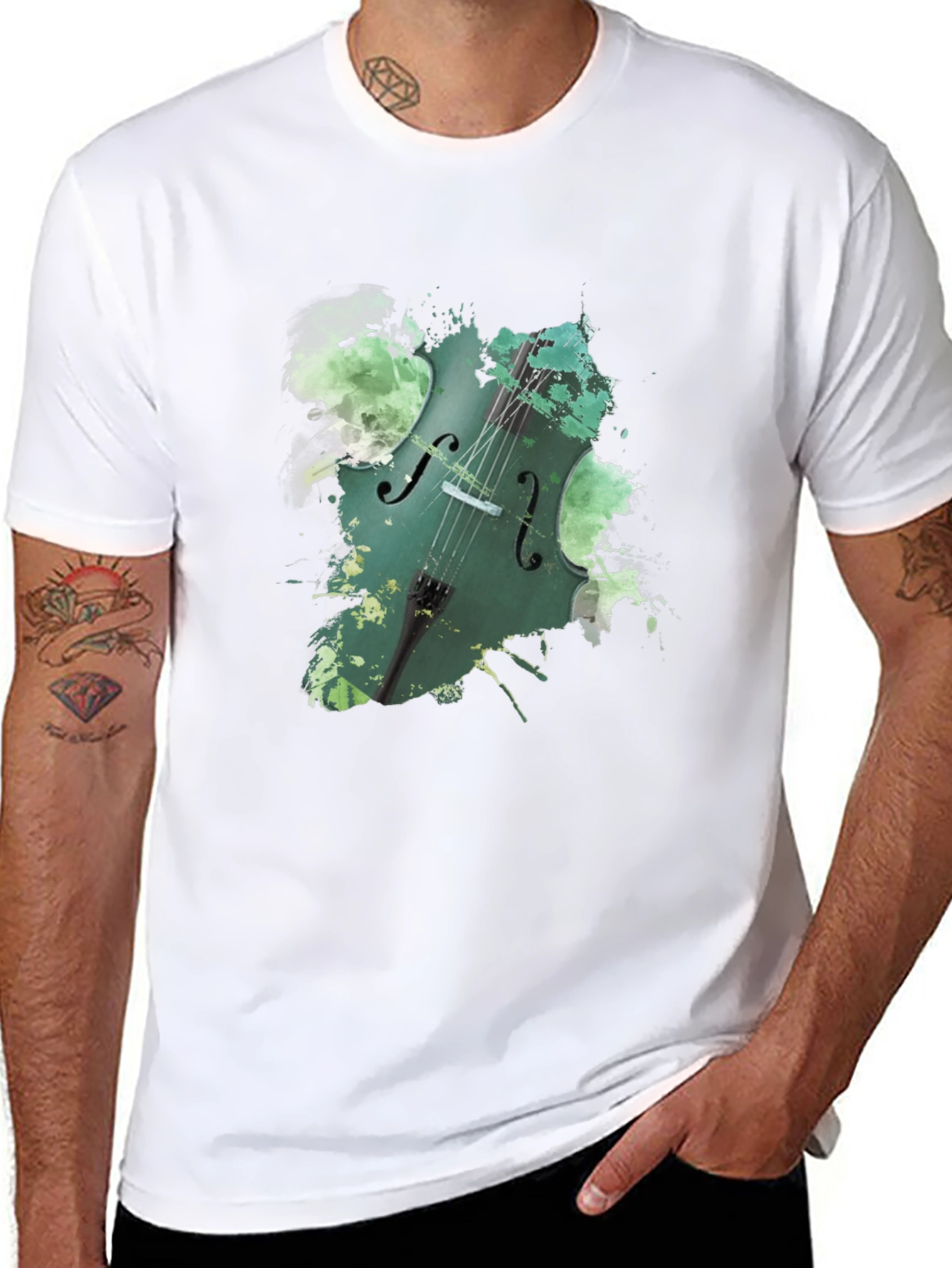 Cello Splash Graphic Black Tee - Musicians Style