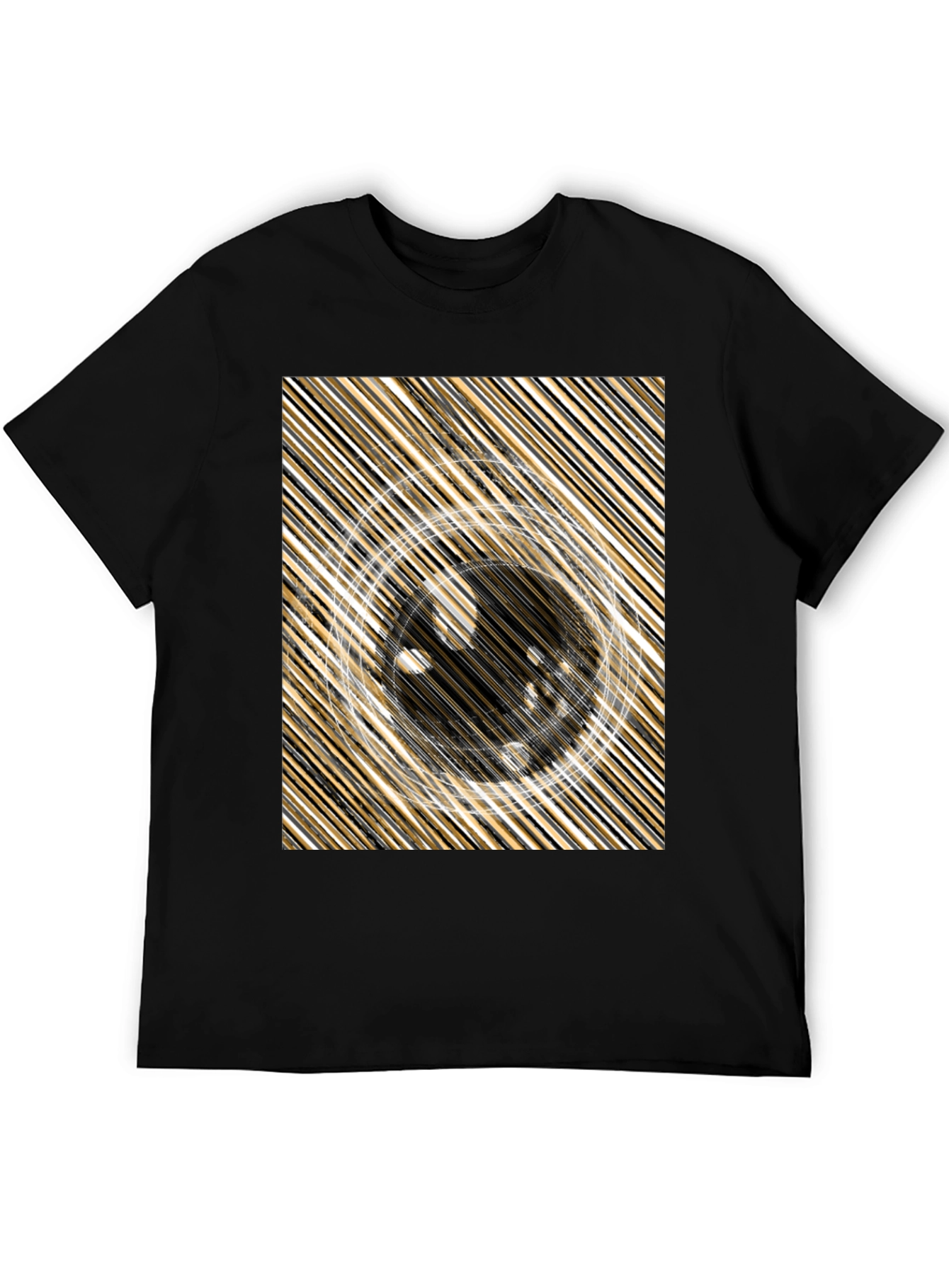 Abstract Design Black Crew Neck Tee