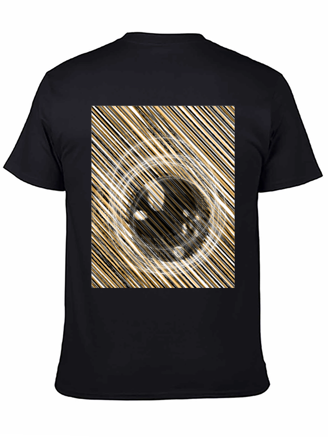 Abstract Design Black Crew Neck Tee