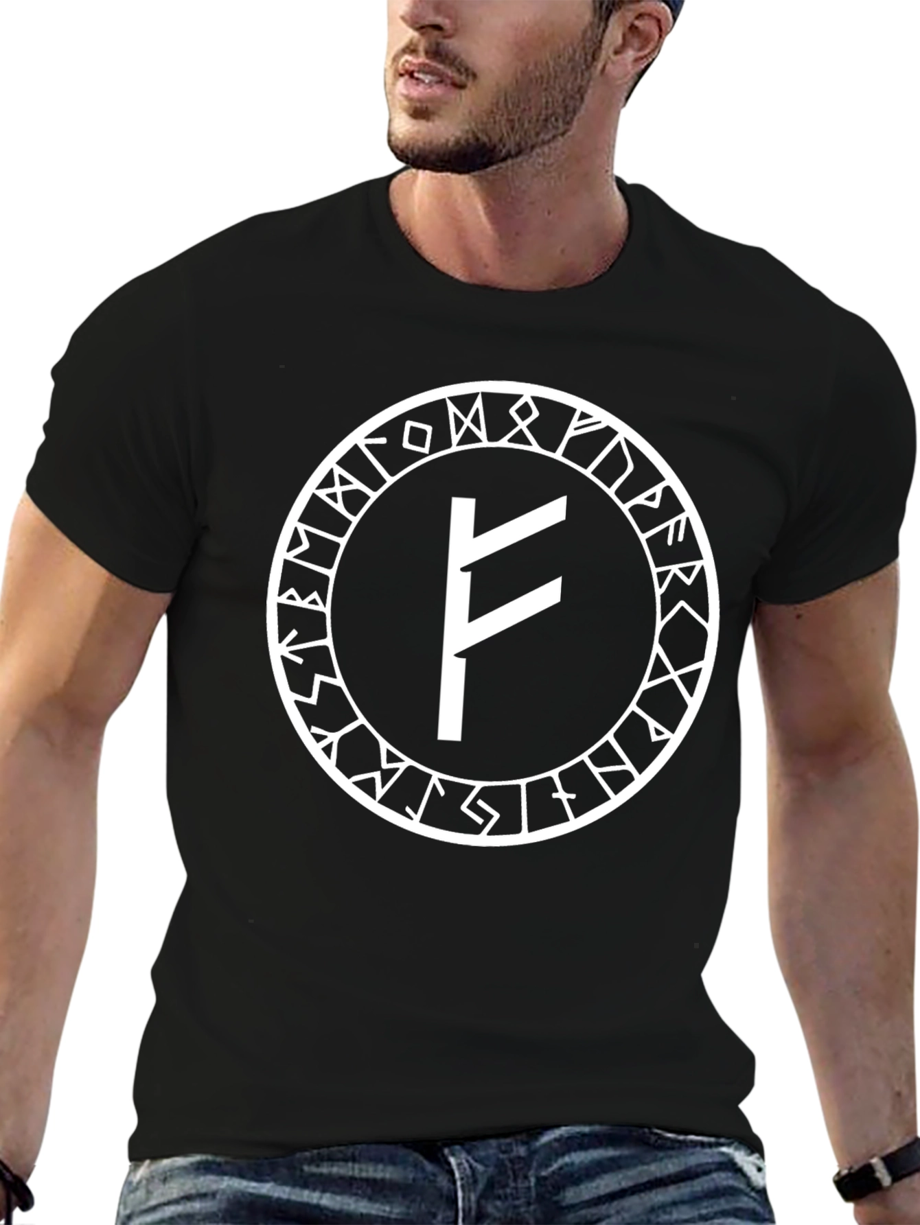 Viking Rune T-Shirt - Black Norse Symbol Design