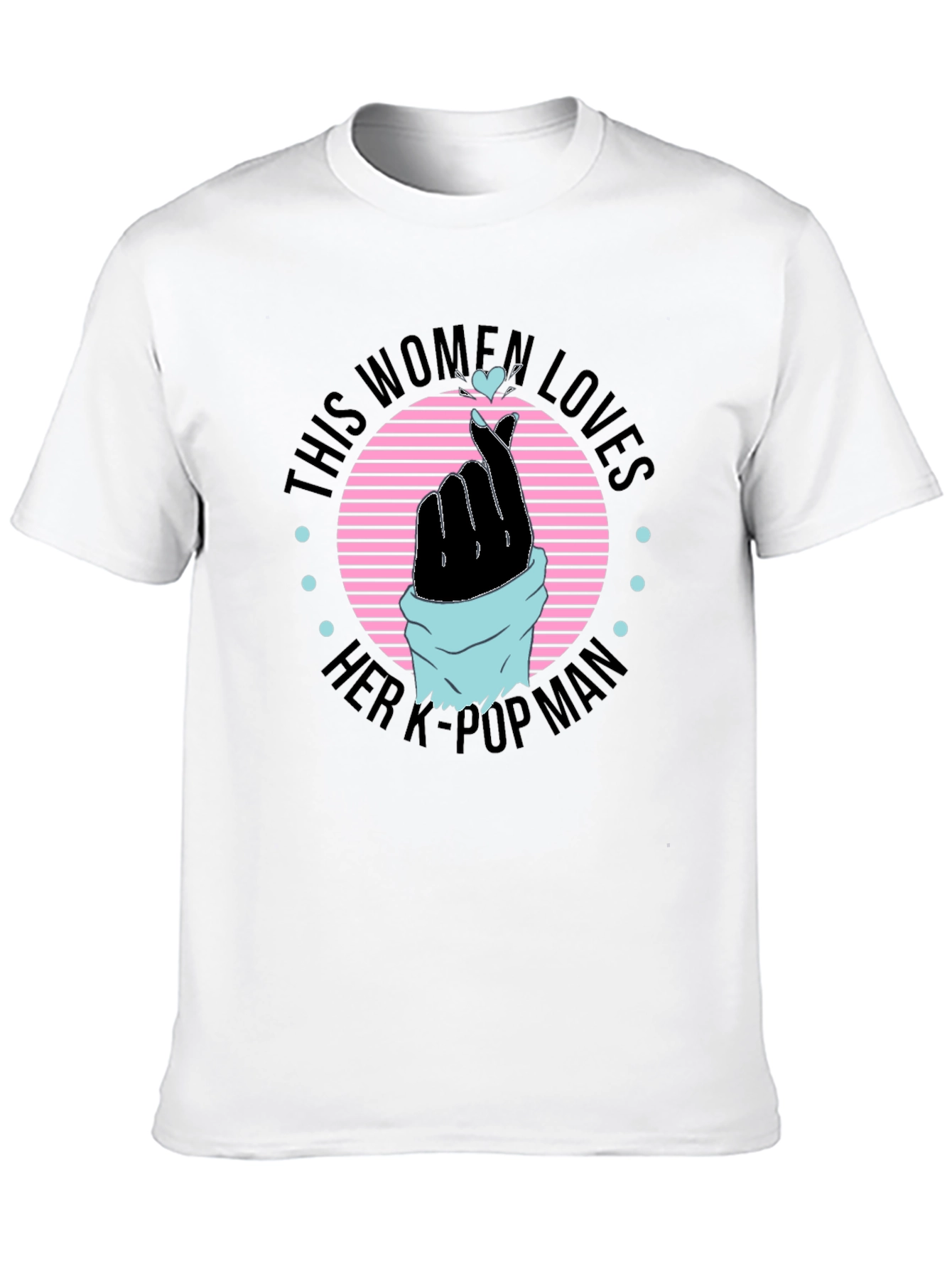 Womens K-Pop Man T-Shirt - Finger Heart Design