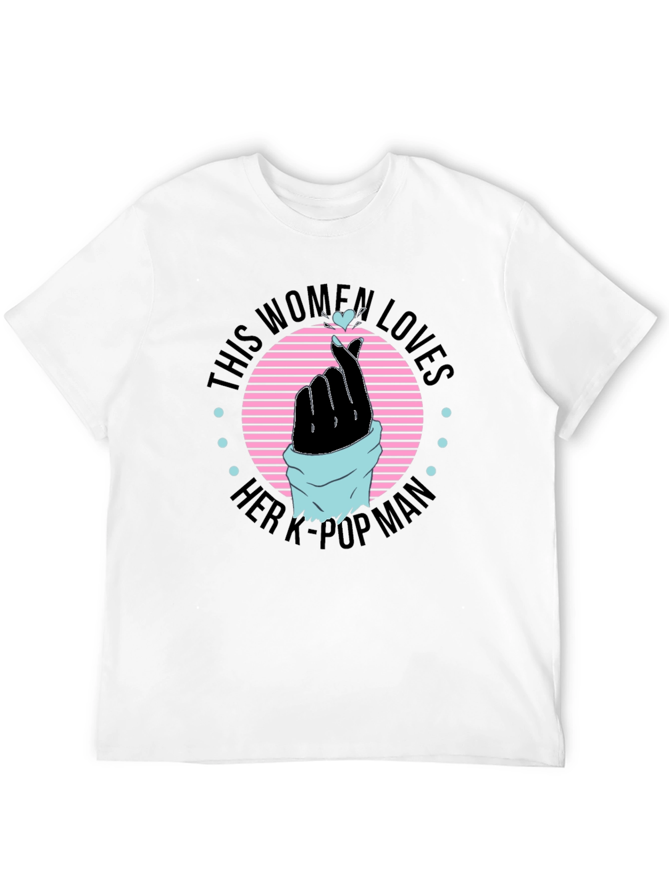 Womens K-Pop Man T-Shirt - Finger Heart Design