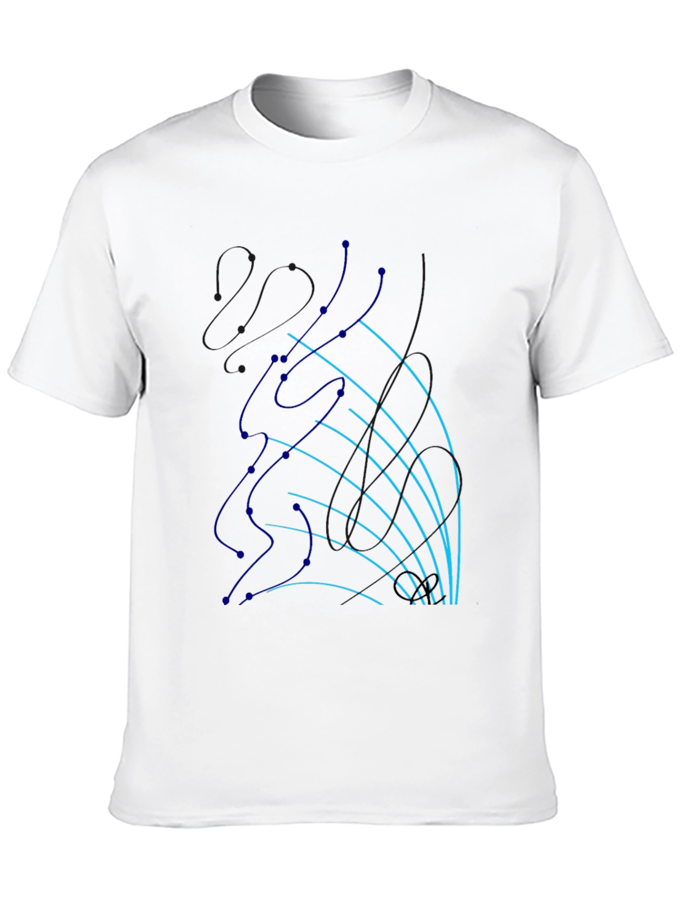 Abstract Line Art Graphic Tee - Black Cotton T-Shirt