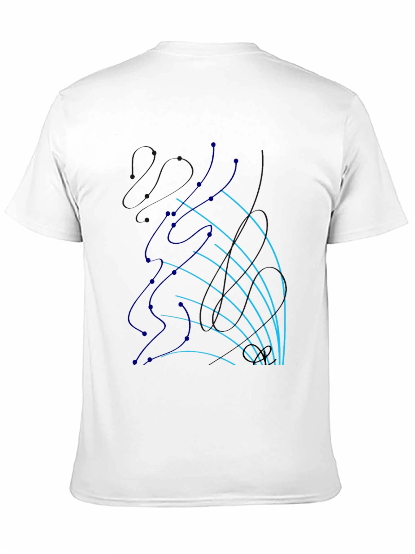 Abstract Line Art Graphic Tee - Black Cotton T-Shirt