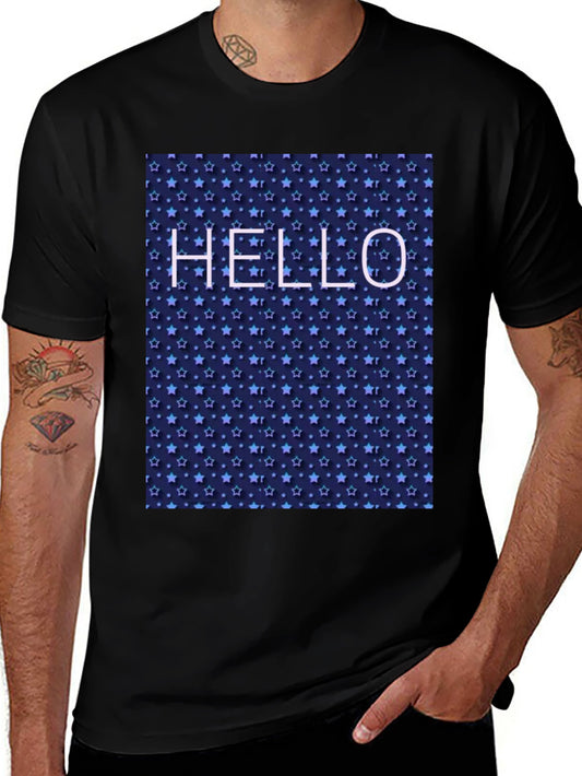 Starry Night Hello Black T-Shirt