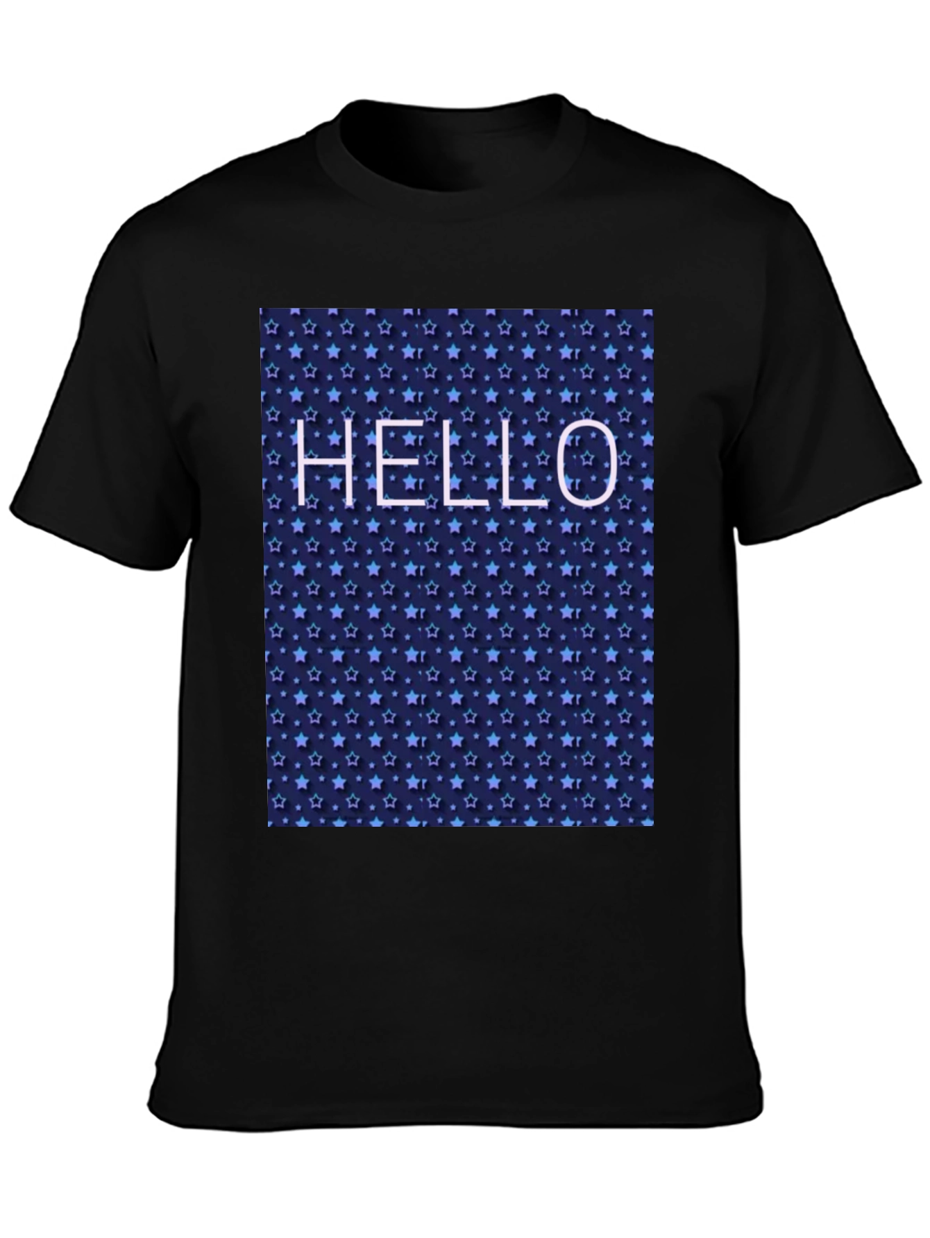 Starry Night Hello Black T-Shirt