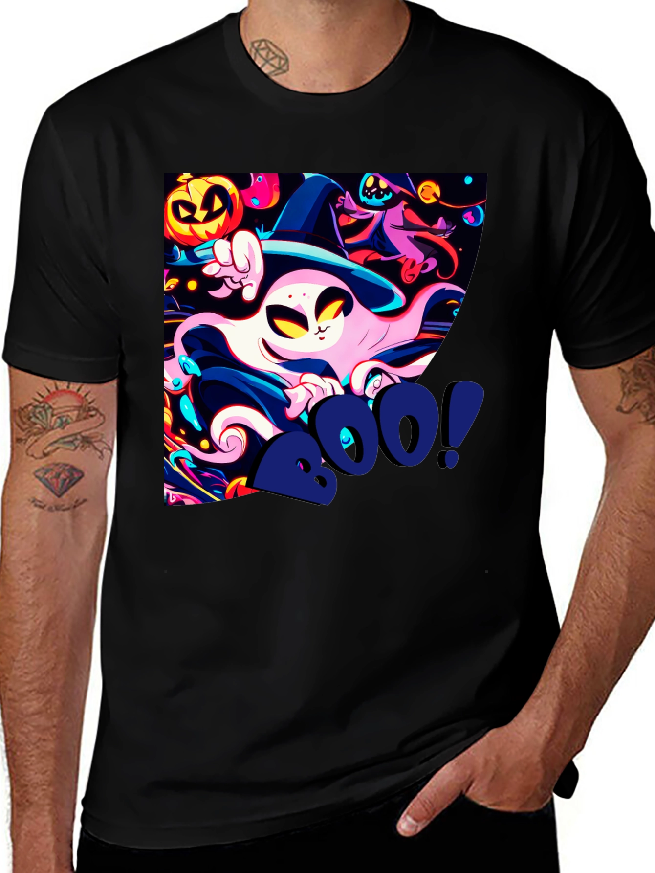 Spooky Halloween Graphic Print Tee - Boo!