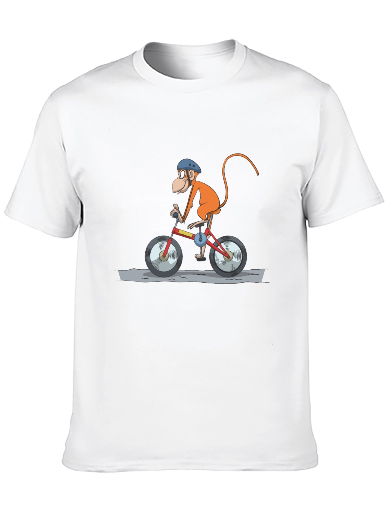 Monkey on Bike T-Shirt - Cartoon Style