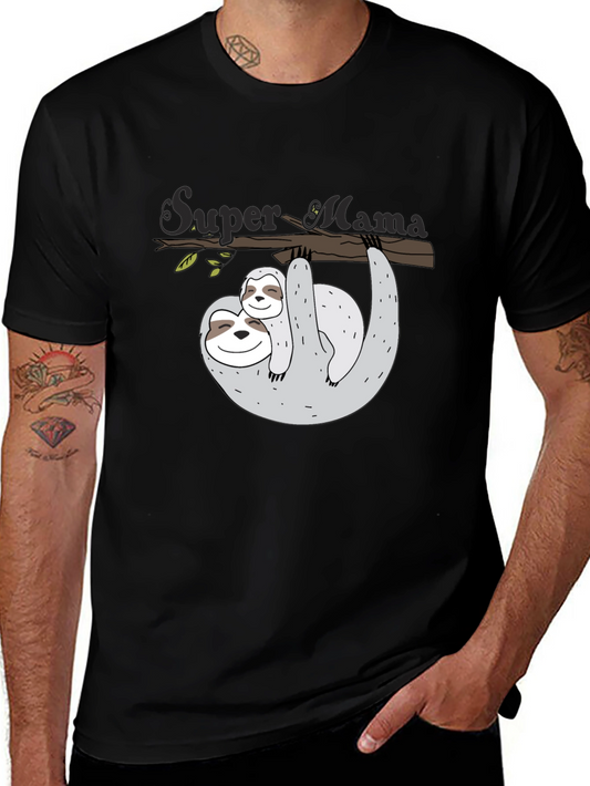 Super Mama Sloth Graphic Tee - Black