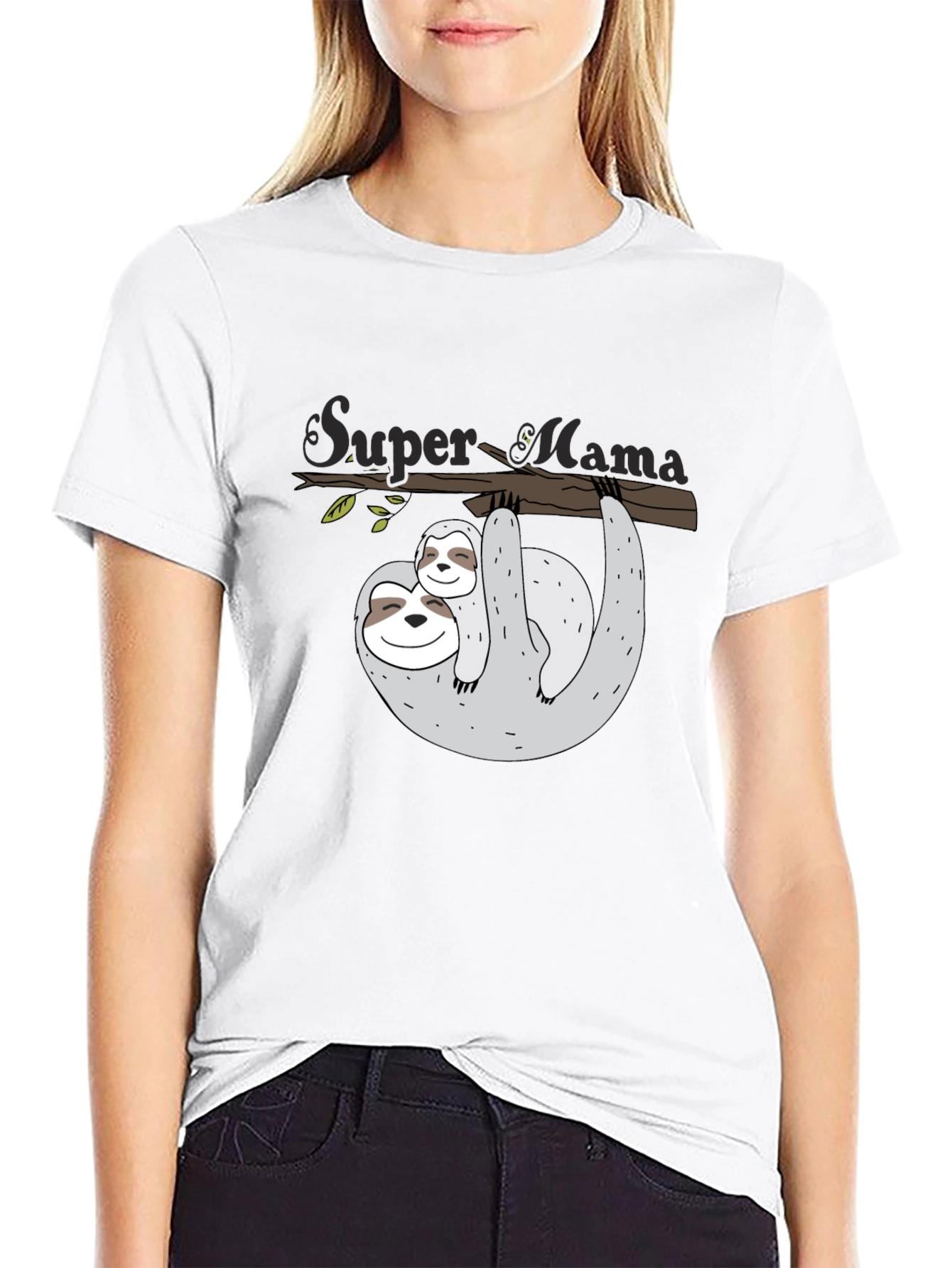 Super Mama Sloth Graphic Tee - Black