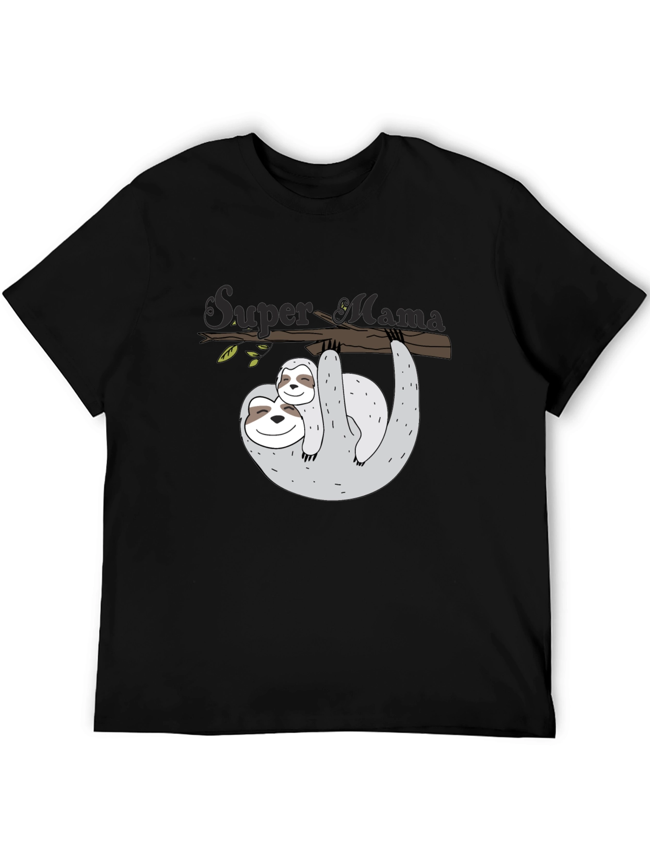 Super Mama Sloth Graphic Tee - Black