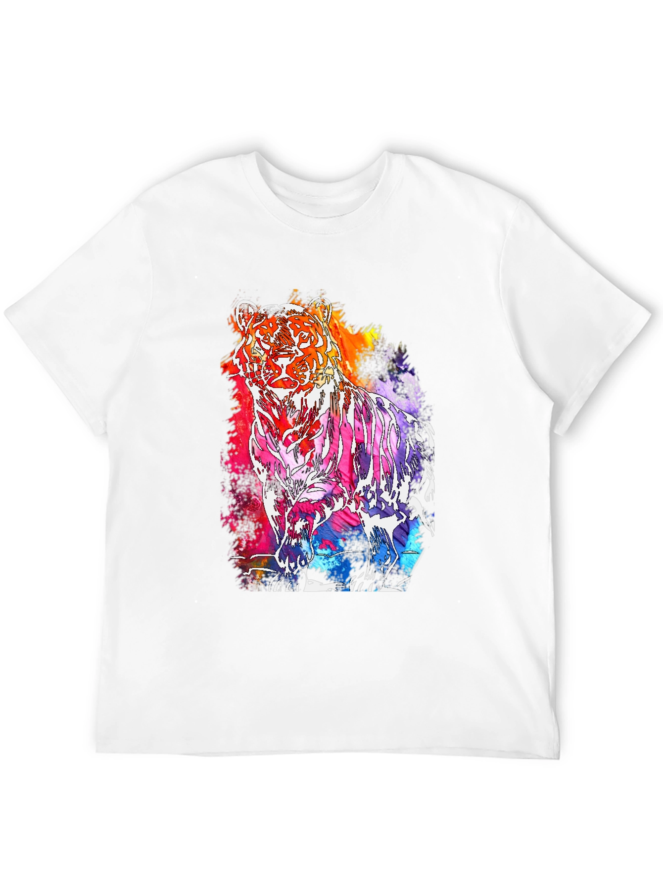 Vibrant Tiger Graphic Tee - Mens Black T-Shirt