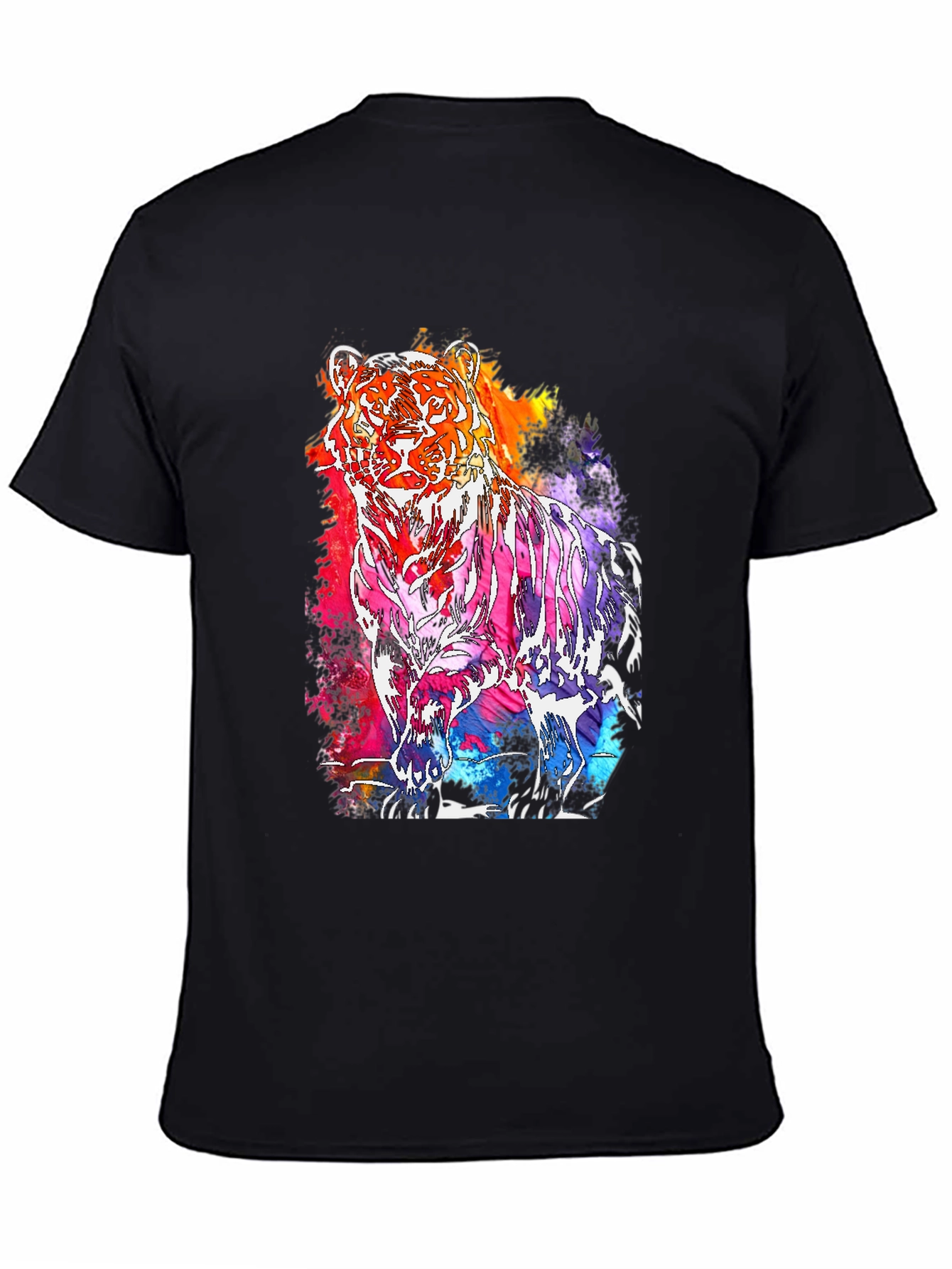 Vibrant Tiger Graphic Tee - Mens Black T-Shirt