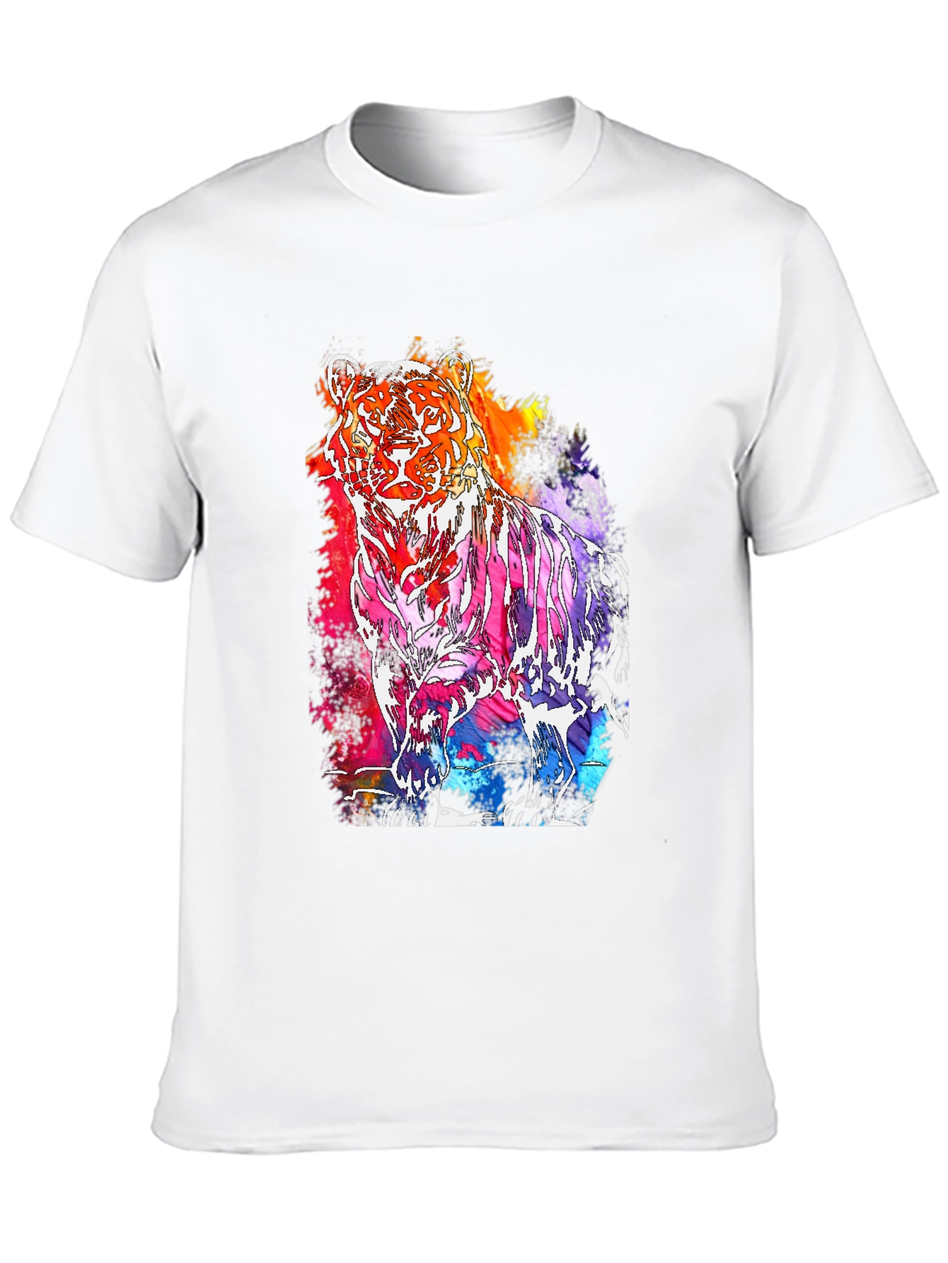 Vibrant Tiger Graphic Tee - Mens Black T-Shirt