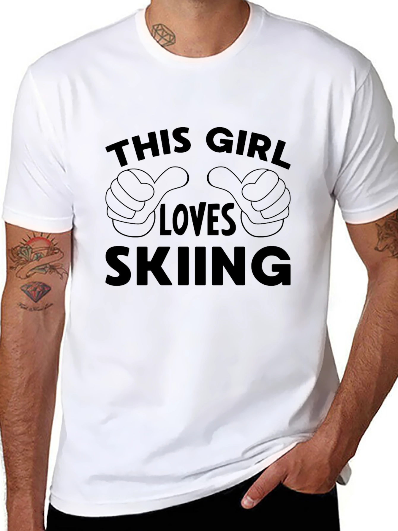 This Girl Loves Skiing Black Graphic T-Shirt