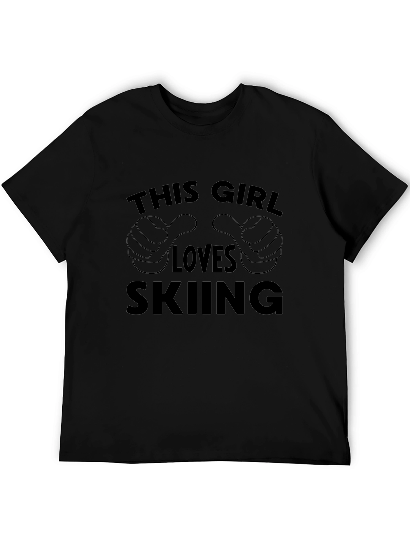 This Girl Loves Skiing Black Graphic T-Shirt