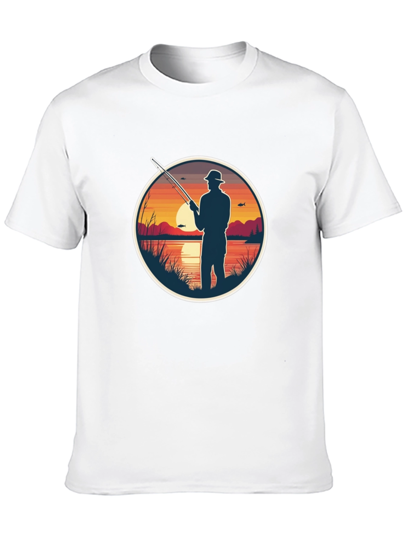 Fisherman Sunset Graphic Tee - Black Cotton