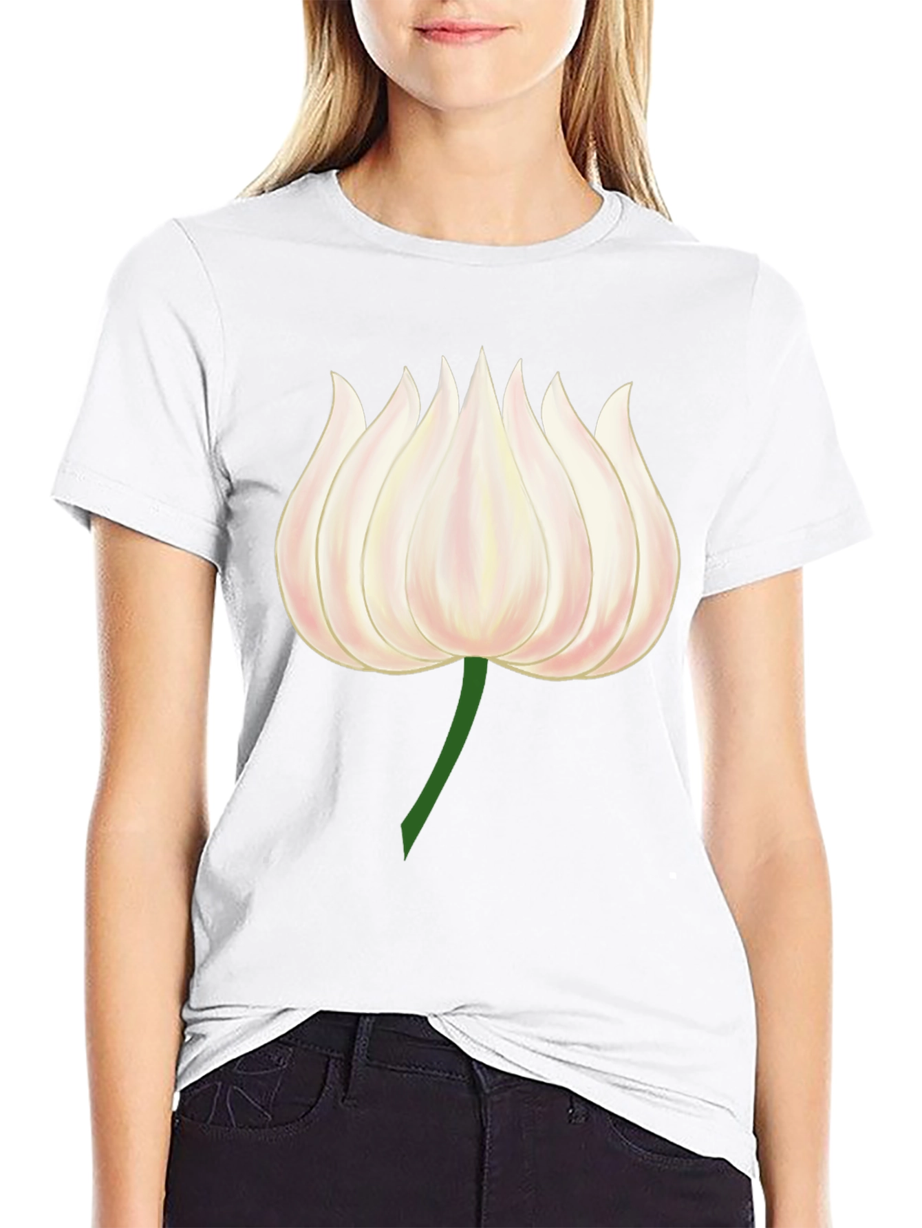 Lotus Flower Graphic Tee - Modern Black T-Shirt