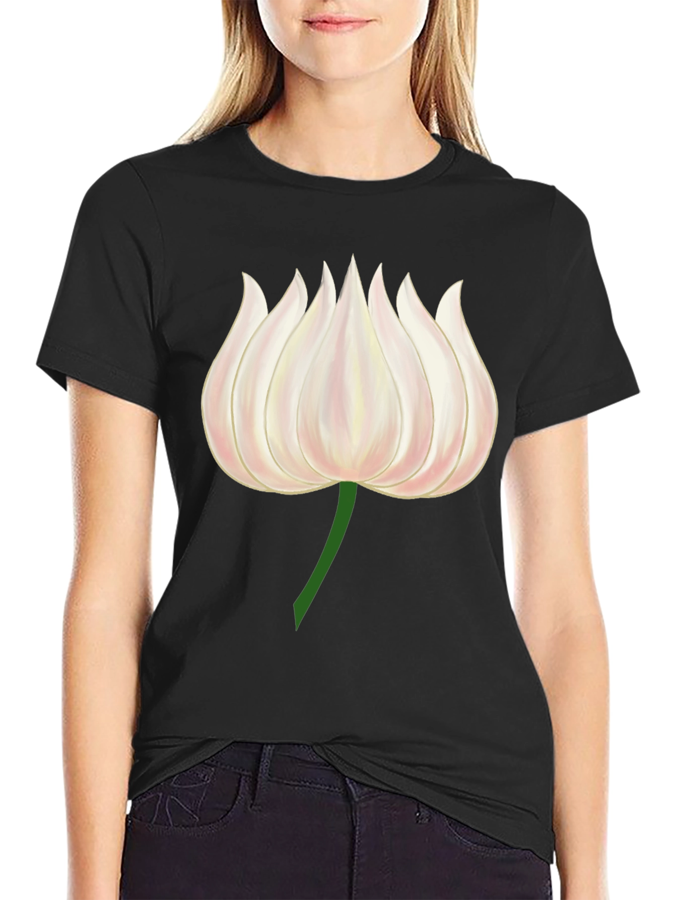 Lotus Flower Graphic Tee - Modern Black T-Shirt
