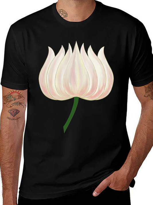 Lotus Flower Graphic Tee - Modern Black T-Shirt