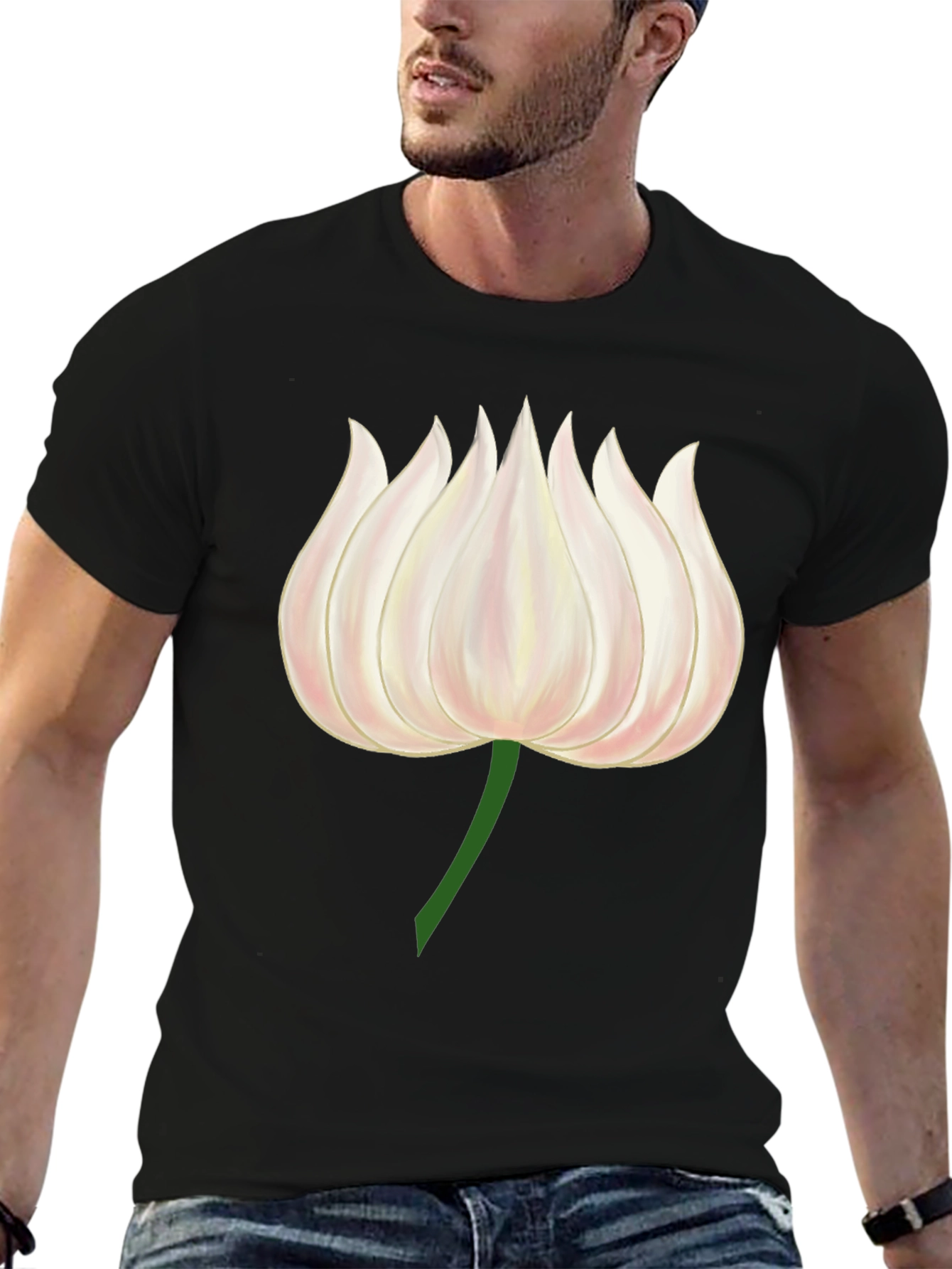 Lotus Flower Graphic Tee - Modern Black T-Shirt