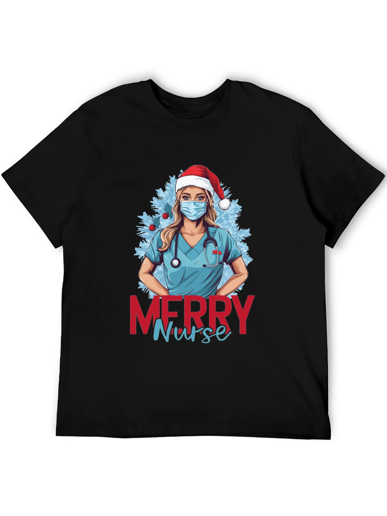 Merry Nurse Christmas Graphic T-Shirt