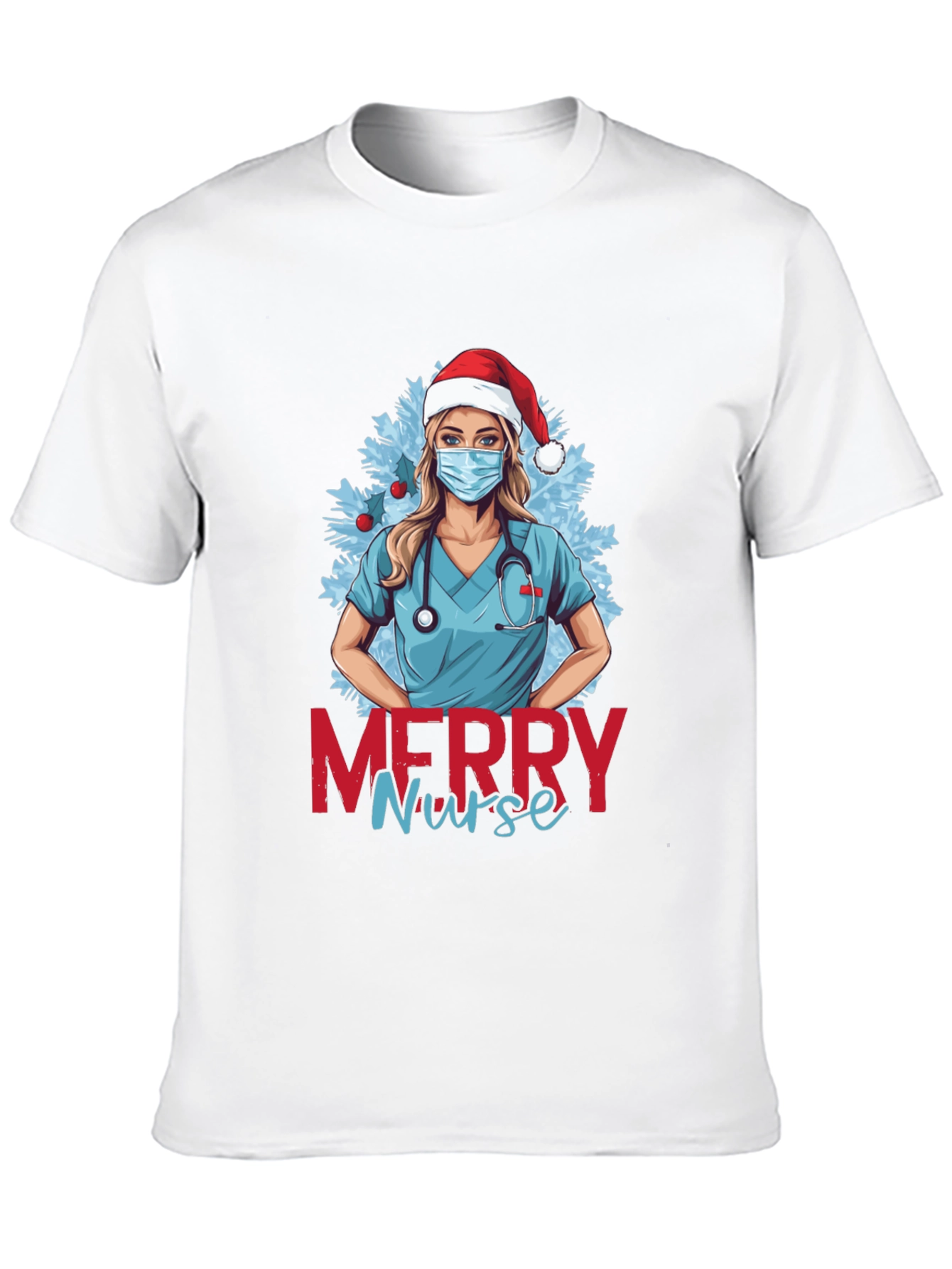 Merry Nurse Christmas Graphic T-Shirt