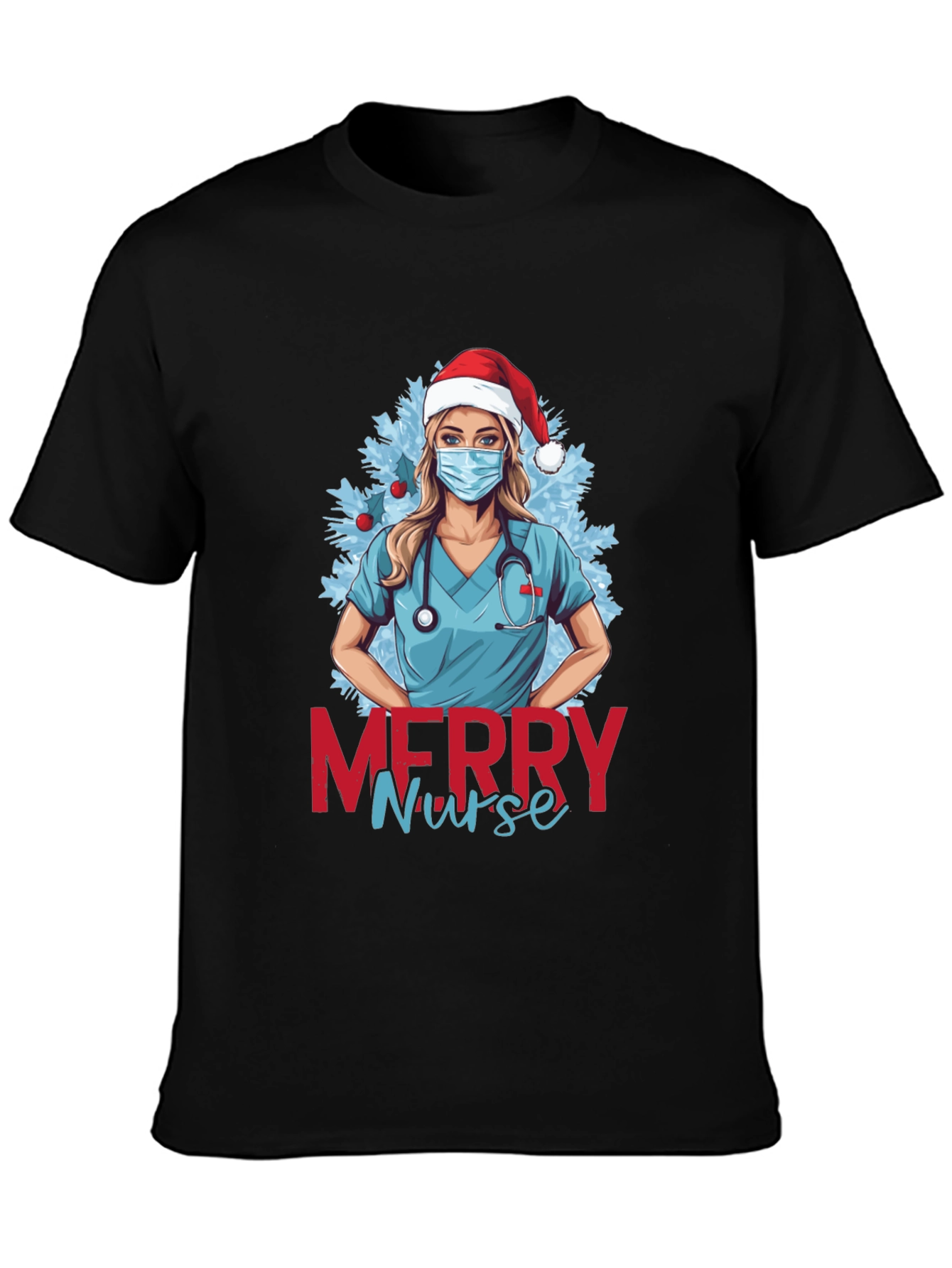 Merry Nurse Christmas Graphic T-Shirt
