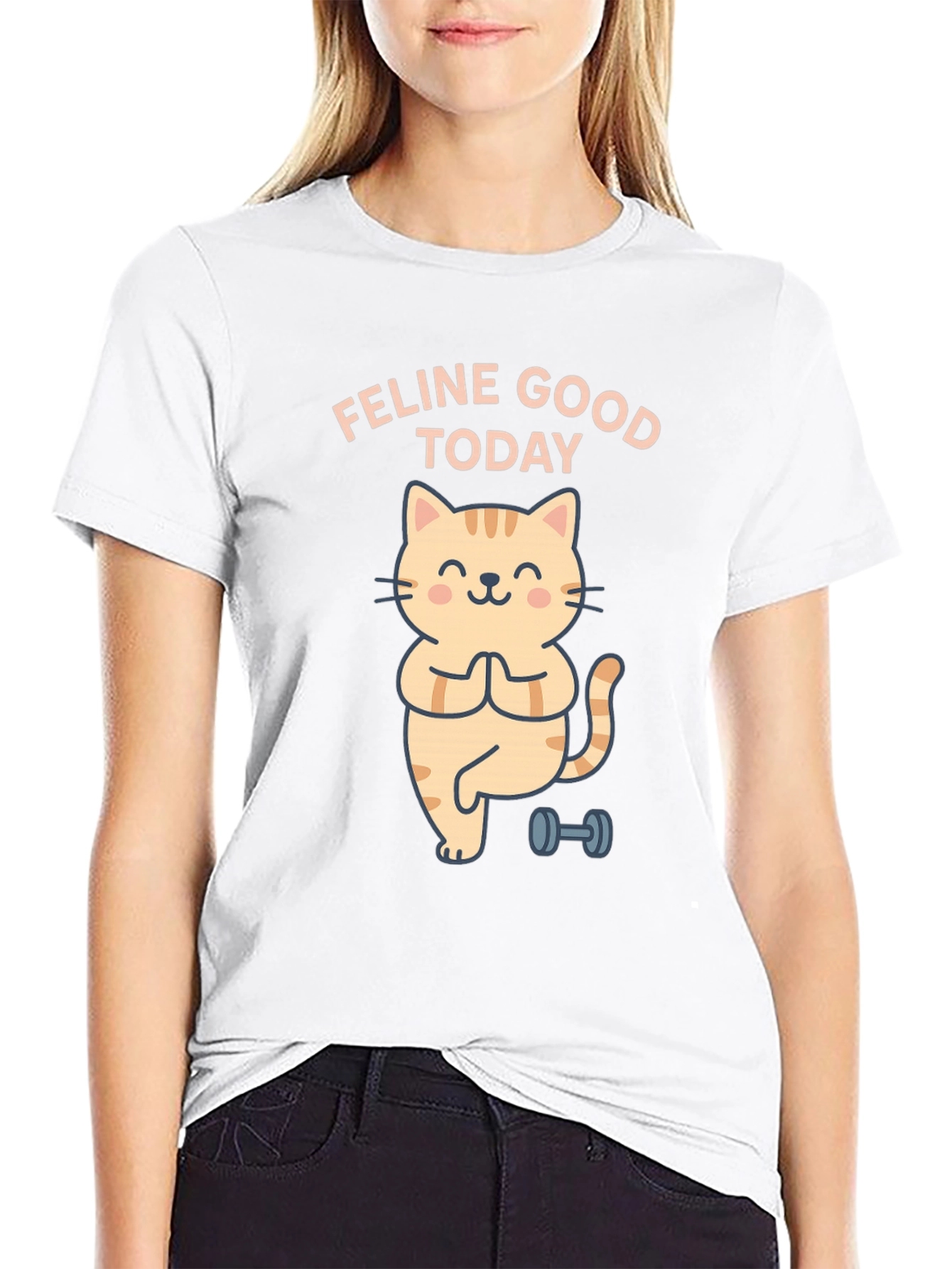 Feline Good Today Cat Yoga Black T-Shirt